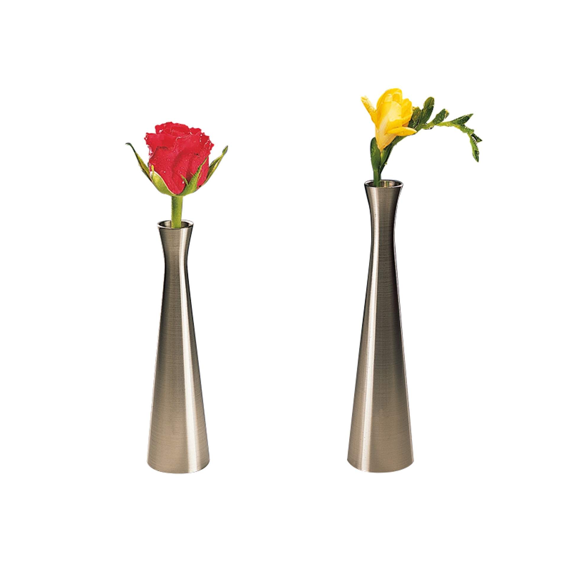 Vase - Edelstahl-Look - lackiert - rund - Abm. 16,5 cm - Ø 4,0 cm - Zinkdruckguss - 4015-B