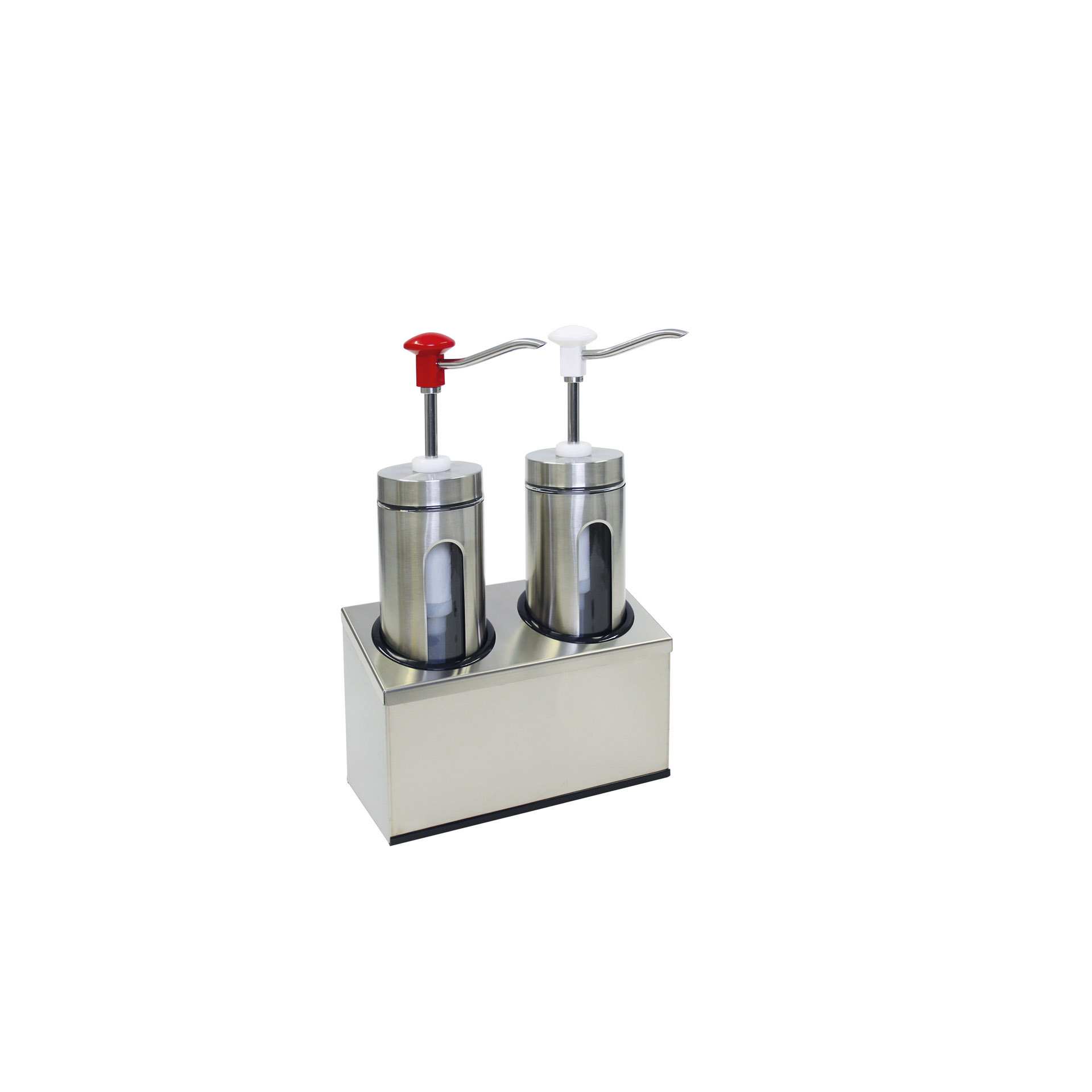 Dosierspender - mit Druckknopf - Abm. 14,0 x 29,0 x 47,0 cm - Inhalt 2 x 2,0 l - Edelstahl / PMMA - 152431-C