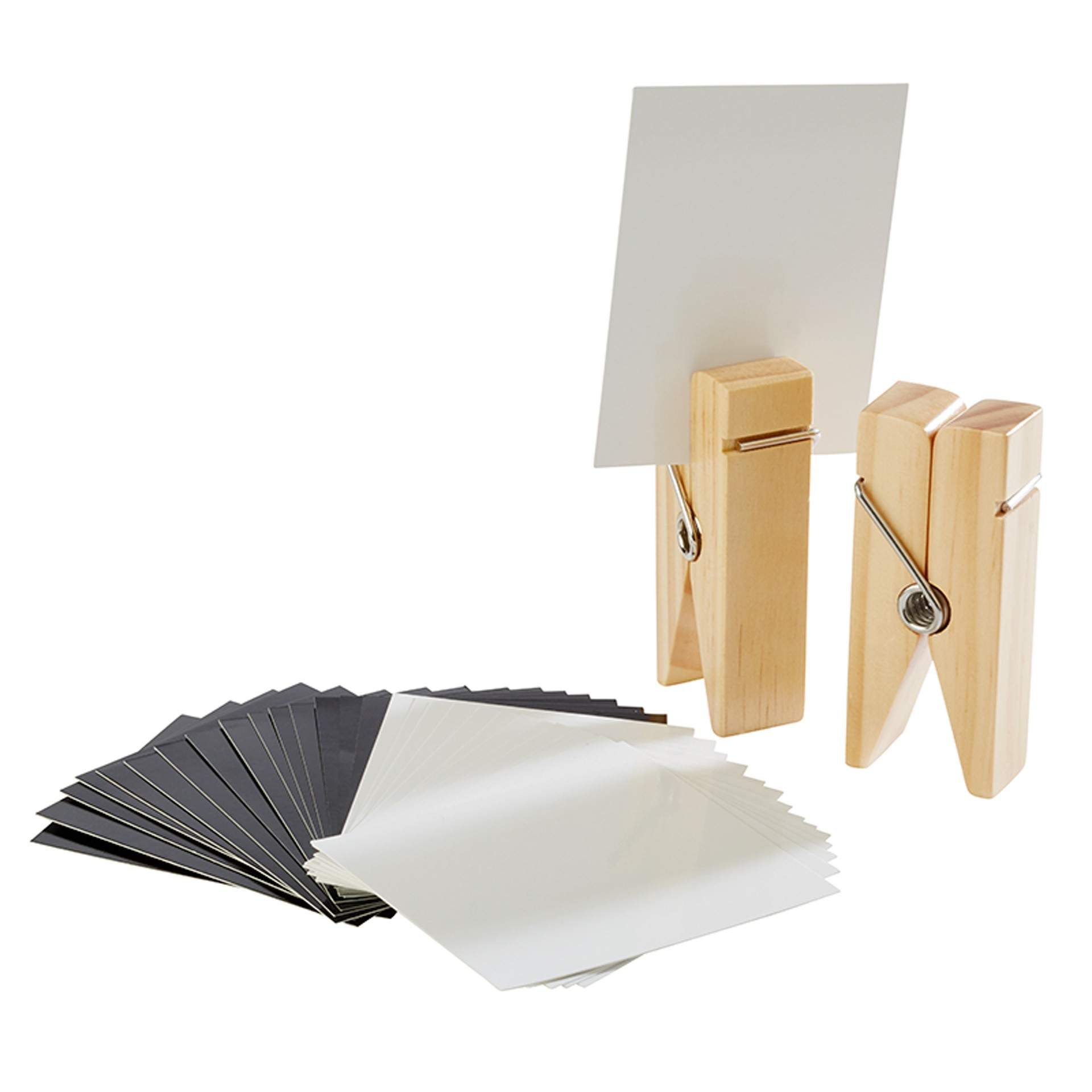 Kartenhalter - Serie Klammer - beige - Abm. 4 x 2,5 x 10 cm - Holz - 71487-B