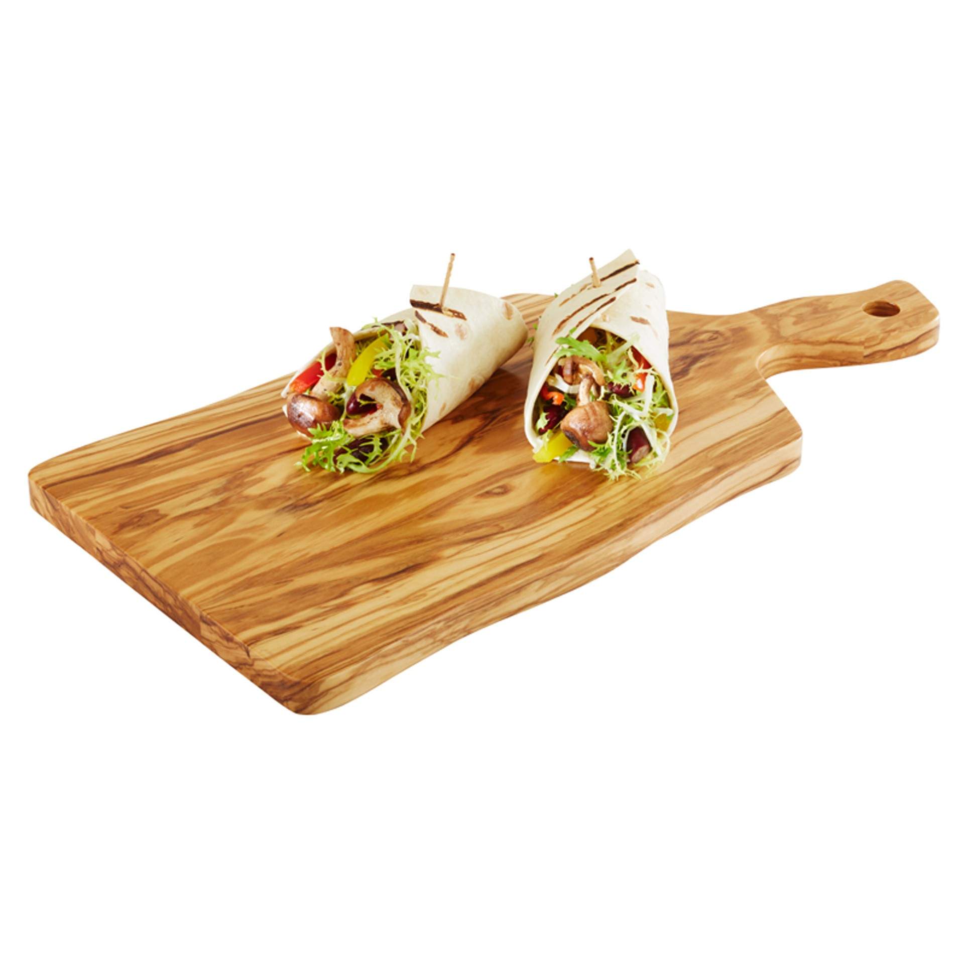 Servierbrett - mit Griff (9 cm) - Serie Olive - Abm. 31 x 20 x 1,5 cm - Olivenholz - 877-B