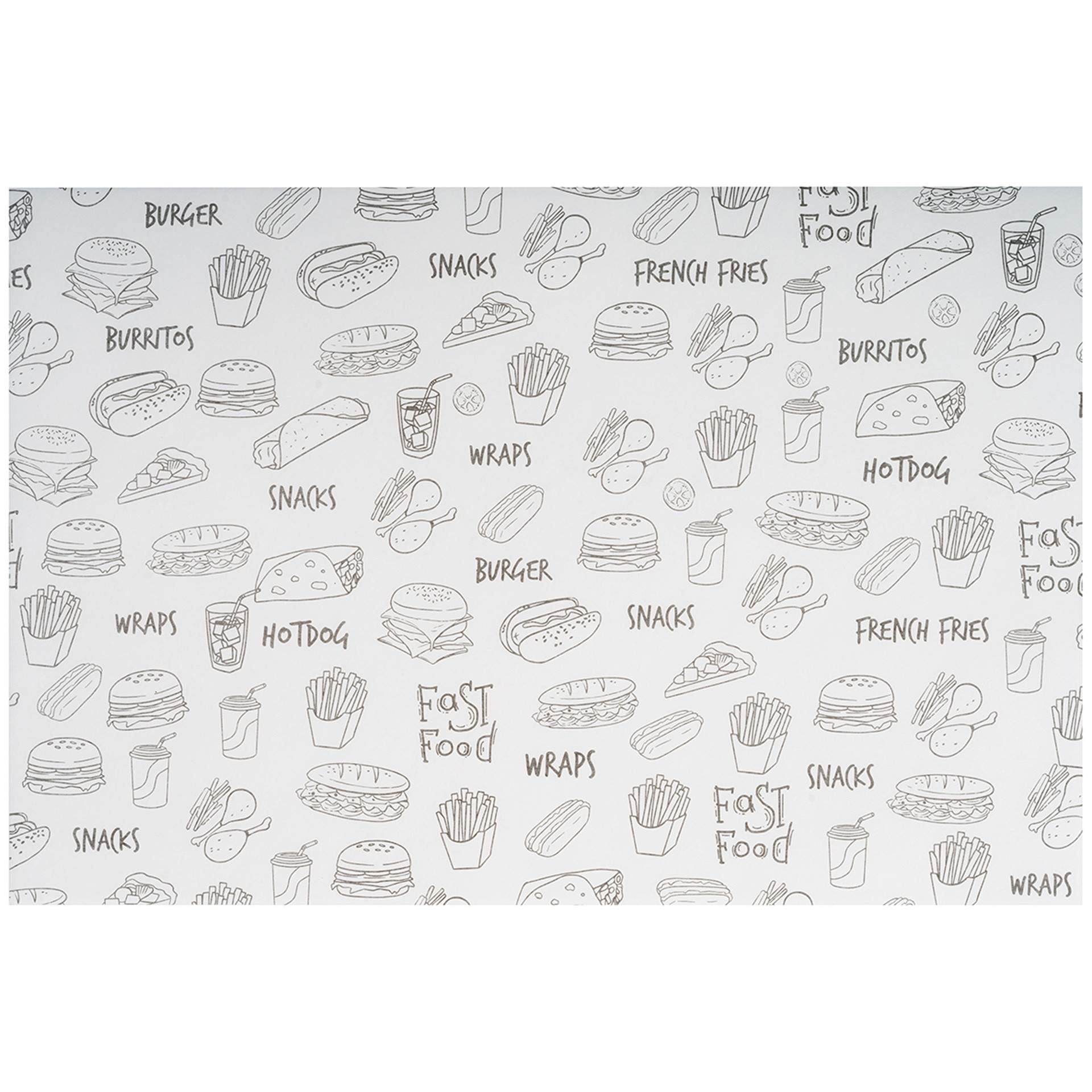Wachspapier - Motiv: Fast Food - Serie Snackholder - Abm. 30,0 x 20,0 x 3,0 cm - 40674-B