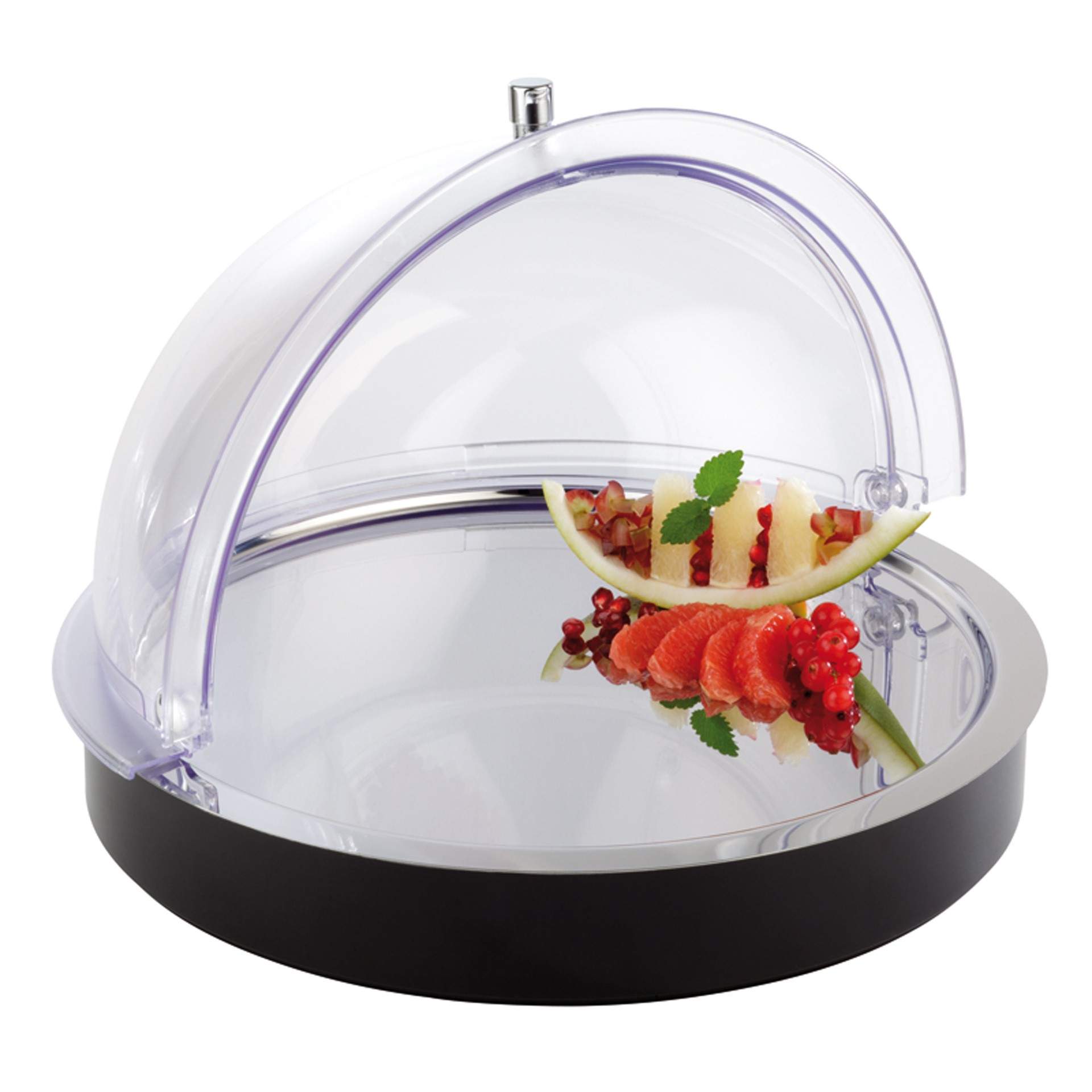 Rolltop-Haube - mit verchromtem Griff - Serie Focus - transparent - Abm. 20,0 cm - Ø 37 cm - SAN - 9023-B