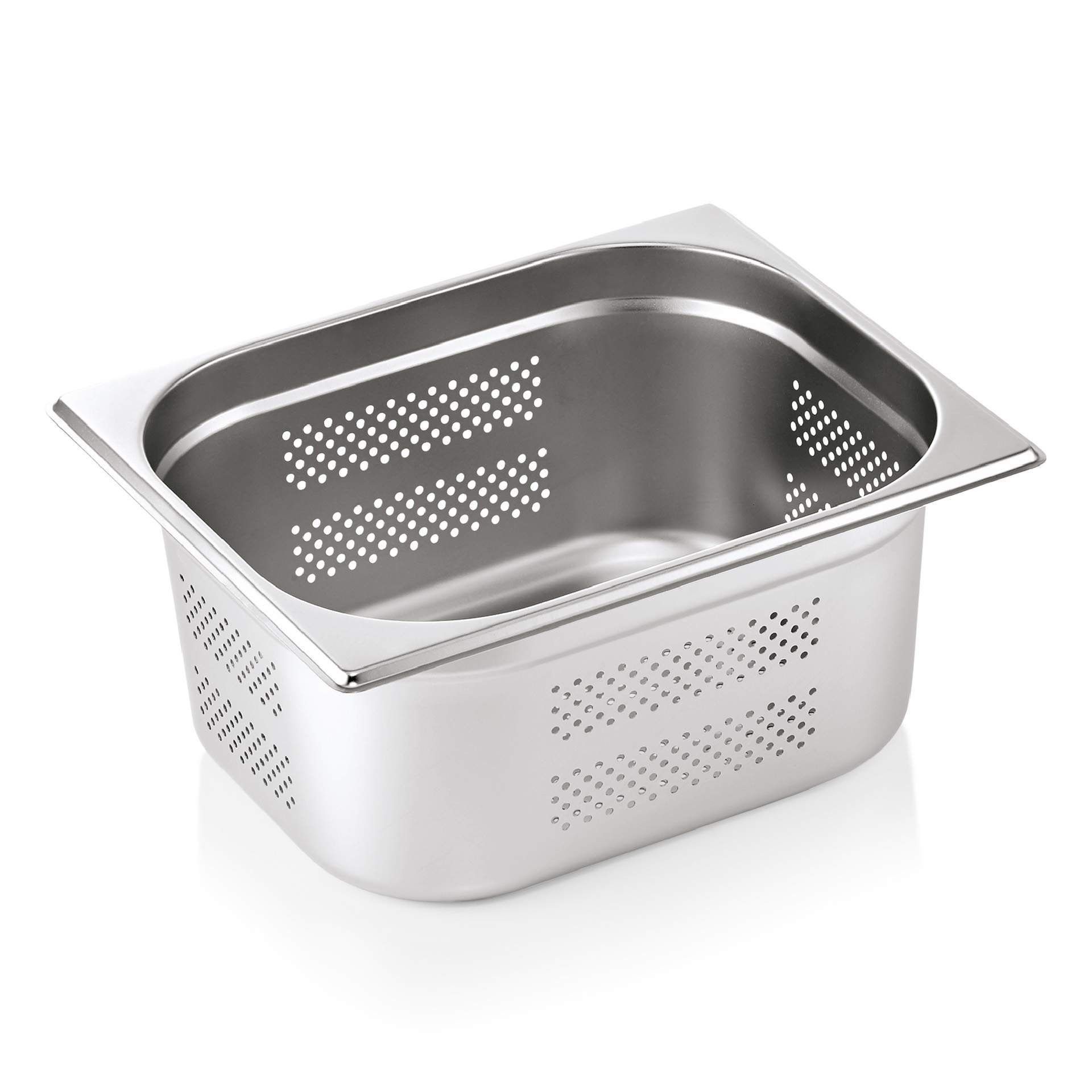 GN-Behälter - GN 1/2 - 150 mm - mit Bodenlochung / Seitenlochung - Serie 71 - Chromnickelstahl - 7112150-A