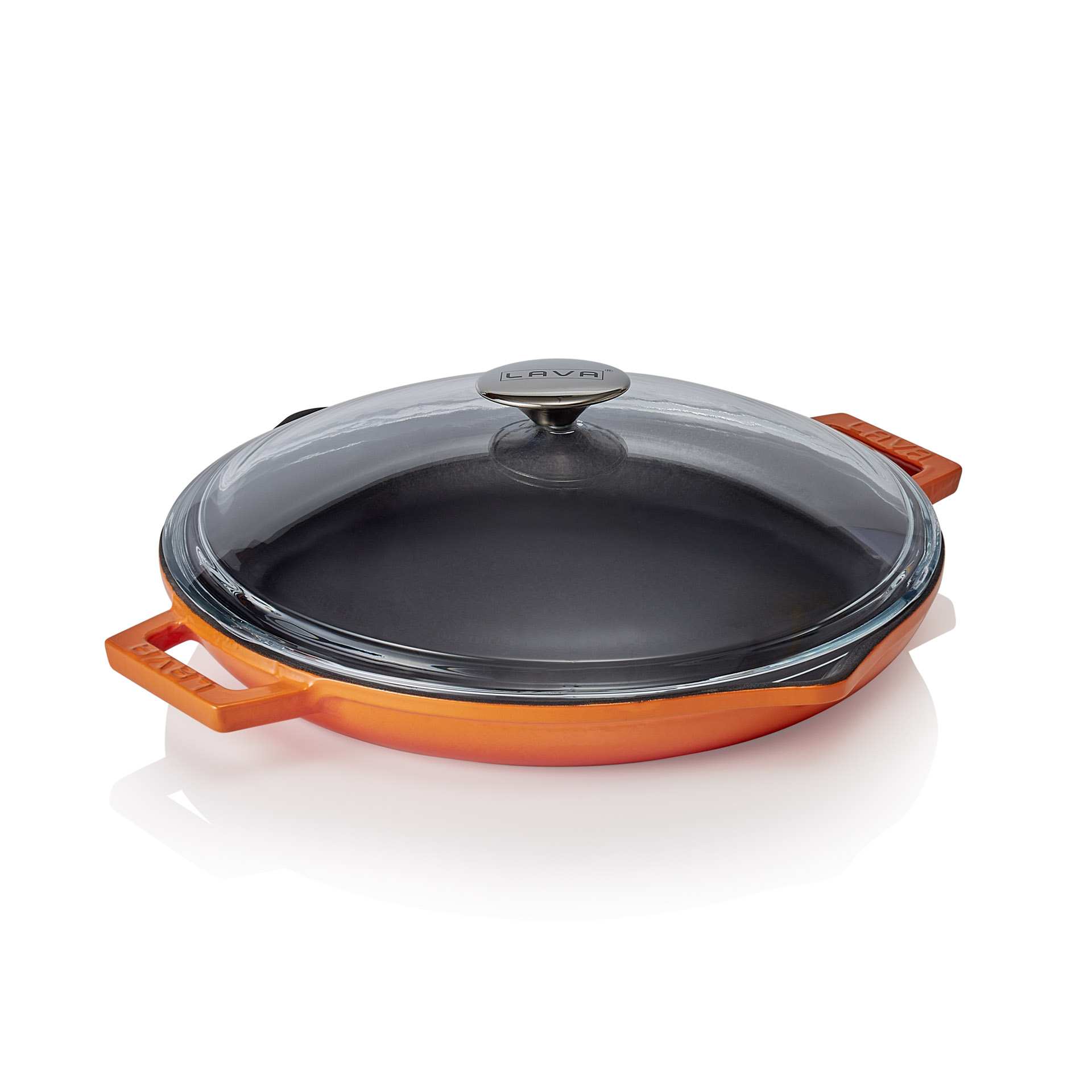 Pfanne - Glasdeckel mit Metallgriff - Serie Lava - orange - rund - Höhe 4,3 cm - Ø 31,5 cm - 364201030-A