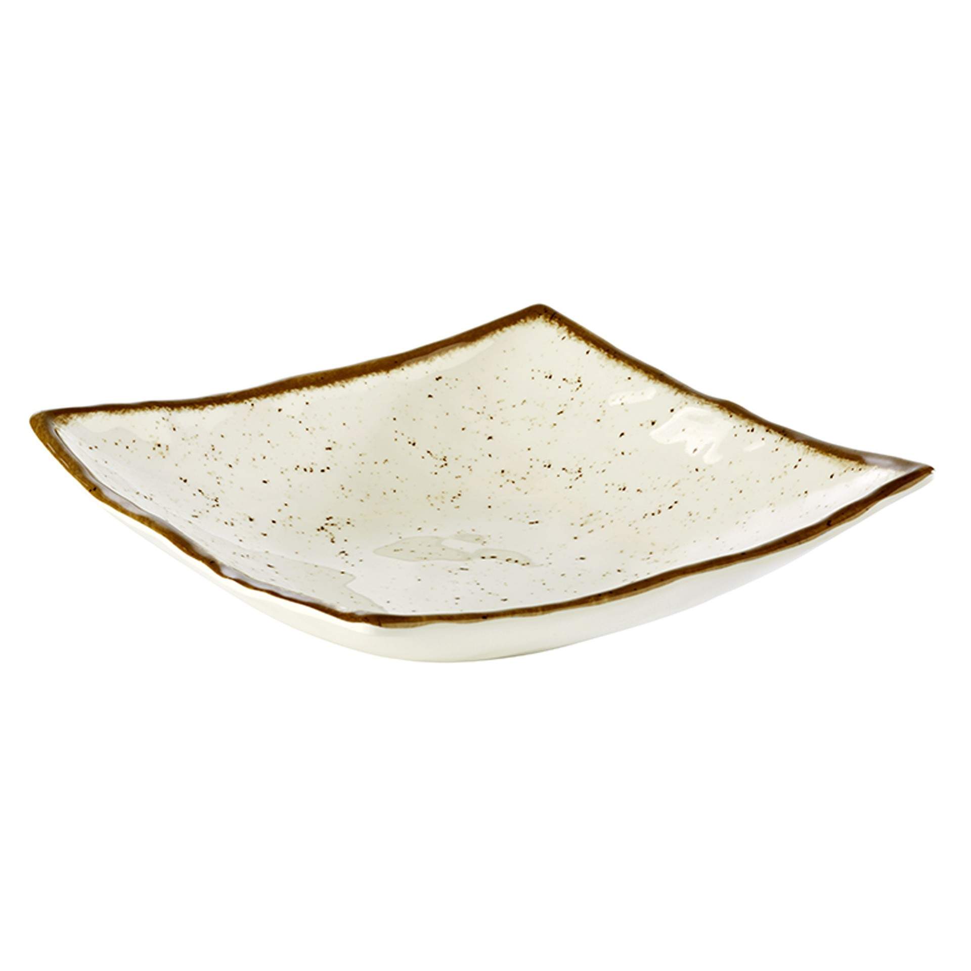 Schale - leicht gewellter Rand - Serie Stone Art - weiß / braun - quadratisch - Abm. 24 x 24 x 6,5 cm - Inhalt 1,1 l - Melamin - 84530-B