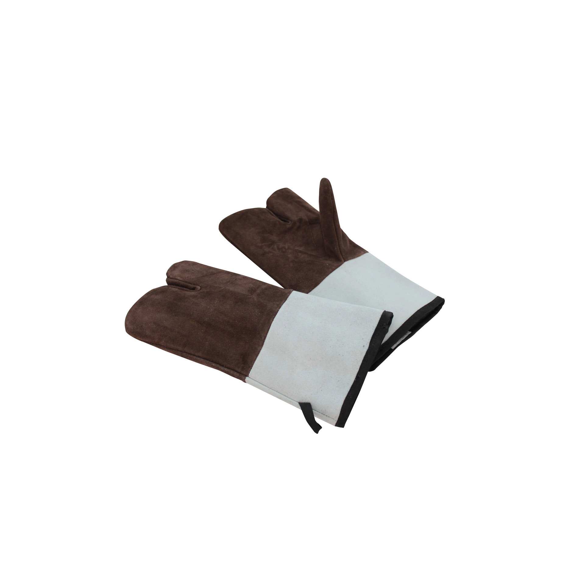 Backhandschuh - 3 Finger mit Stulpen - braun / grau - Abm. 34,0 x 14,0 x 4,0 cm - Leder - 310024-C