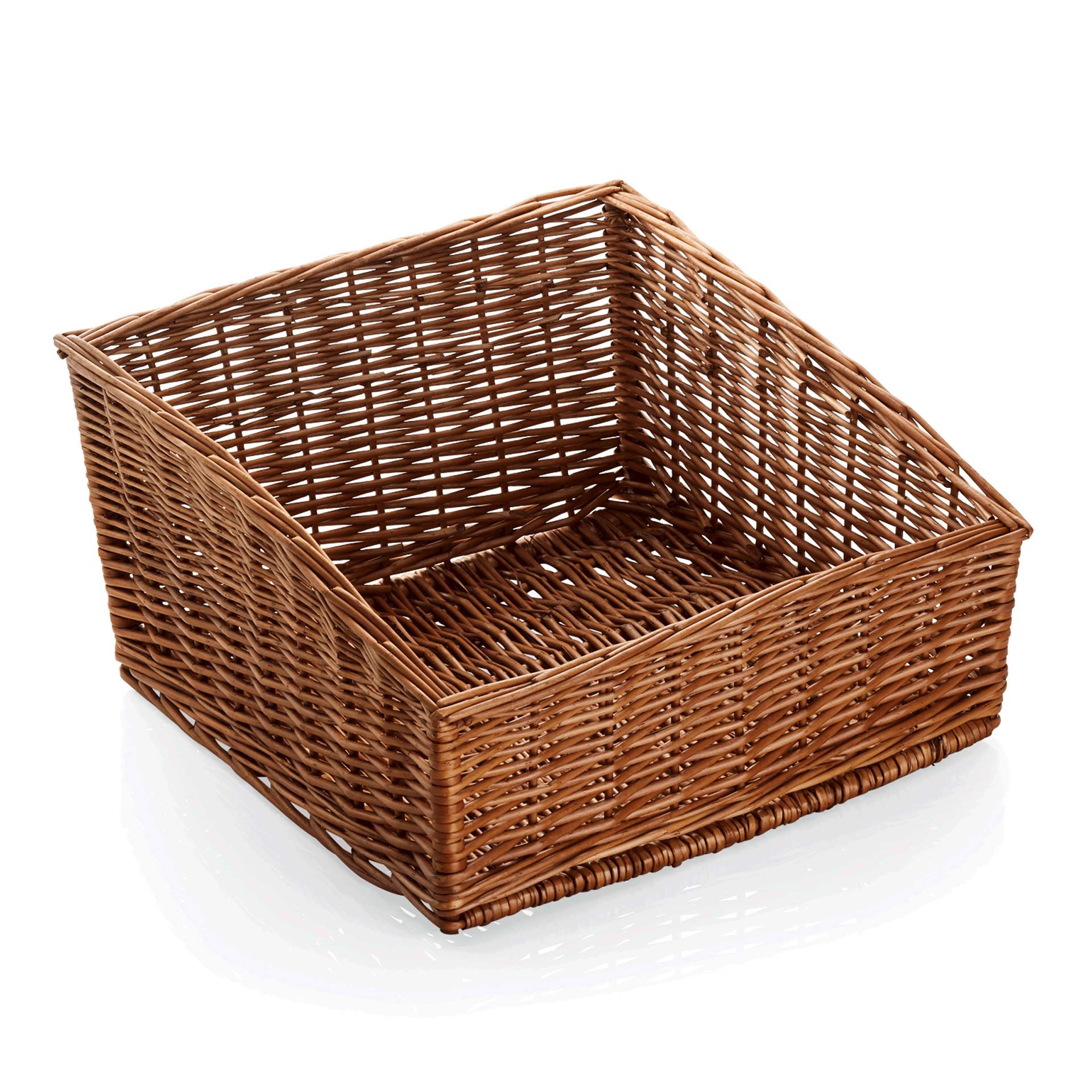 Buffetkorb - gesotten - Serie Wood - braun - quadratisch - Abm. 45 x 45 x 17 / 27 cm - Vollweide - 3136450-A