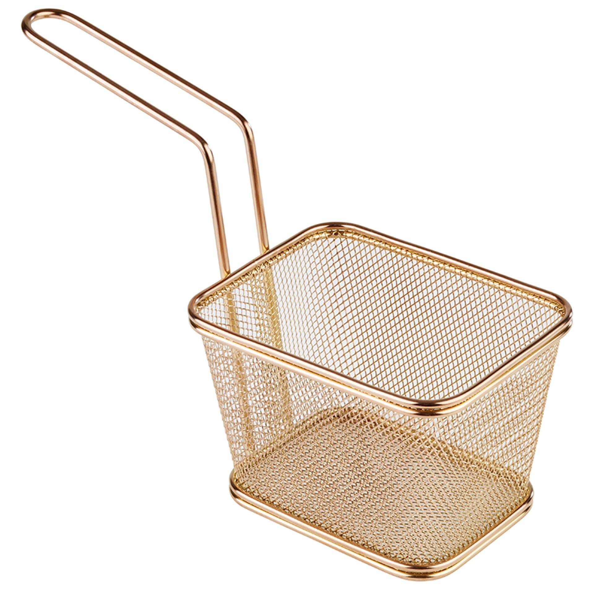Servier-Frittierkorb - Mini-Edestahlkörbchen - Serie Snack Holder - goldoptik - rechteckig - Abm. 13,0 x 10,5 x 9,0 cm - Edelstahl - 40623-B