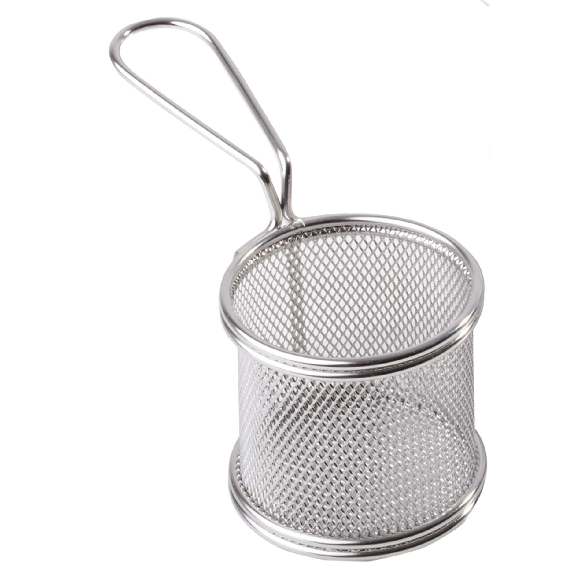 Servier-Frittierkorb - Mini-Edestahlkörbchen - Serie Snack Holder - silberoptik - rund - Abm. 7,5 cm - Ø 8,0 cm - Edelstahl - 40600-B