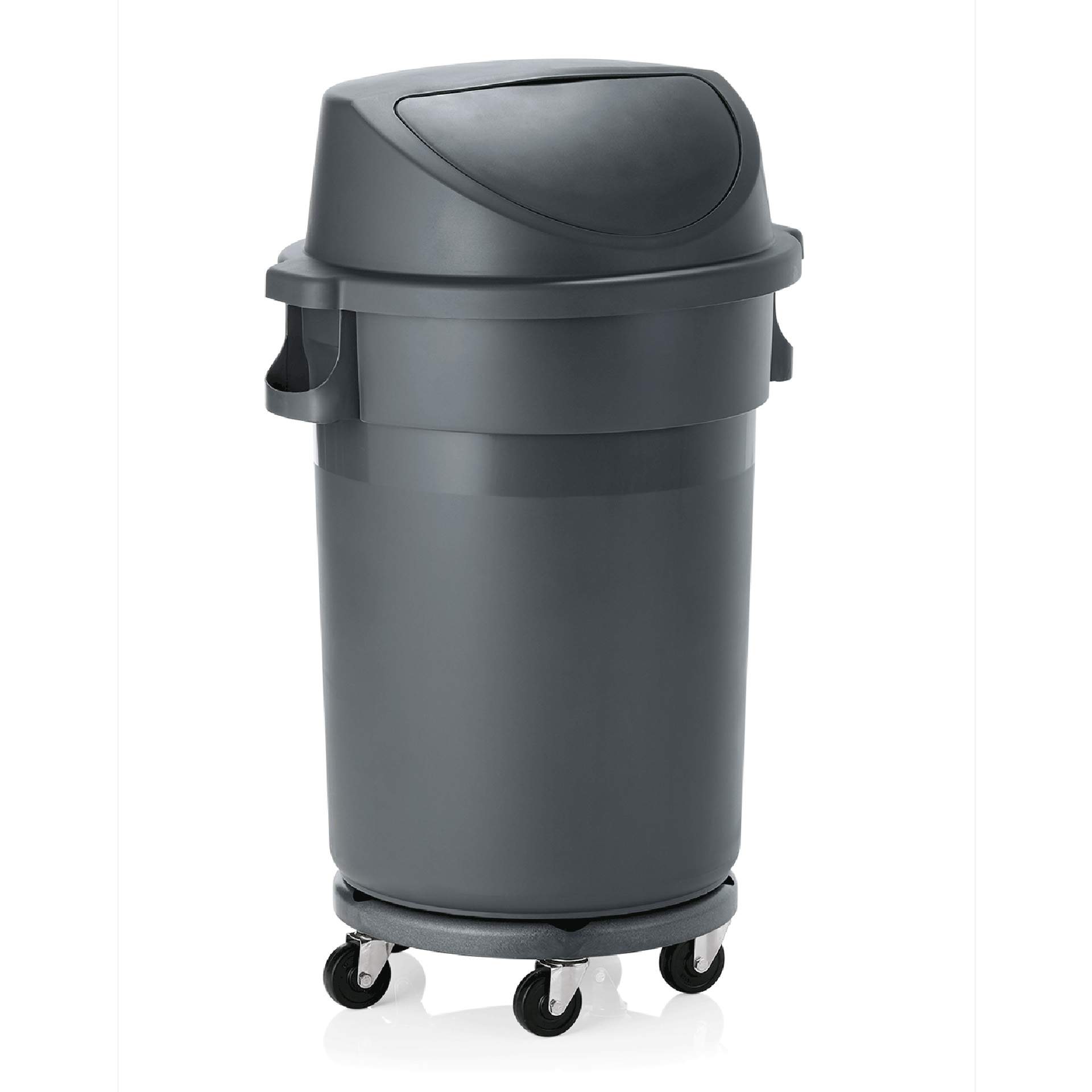 Abfallbehälter - mit Pushdeckel - Abm. 102 cm - Ø oben / unten 55 / 46 cm - Inhalt 120 l - Kunststoff - 9219121-A