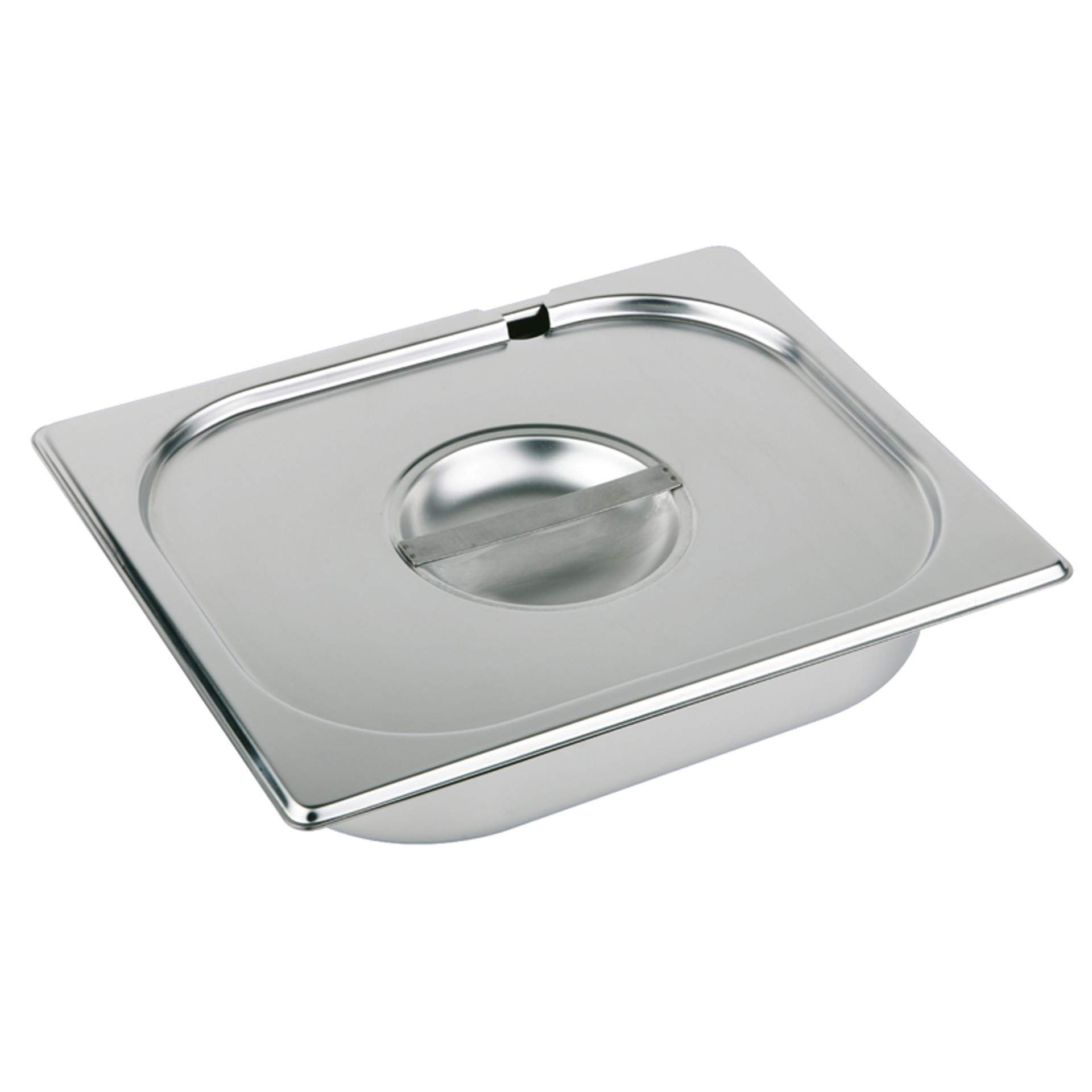 GN-Deckel - mit Löffelaussparung - GN 2/4 (530 x 162 mm) - Edelstahl - 81891-B