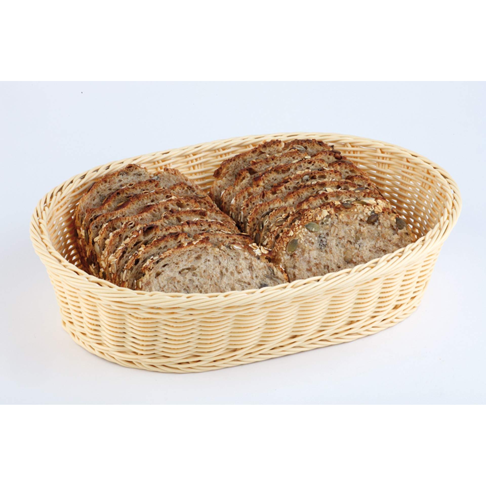 Tisch- und Buffetkorb - Serie Economic - hellbraun - oval - Abm. 23,0 x 17,0 x 8,0 cm - Polypropylen - 40193-B