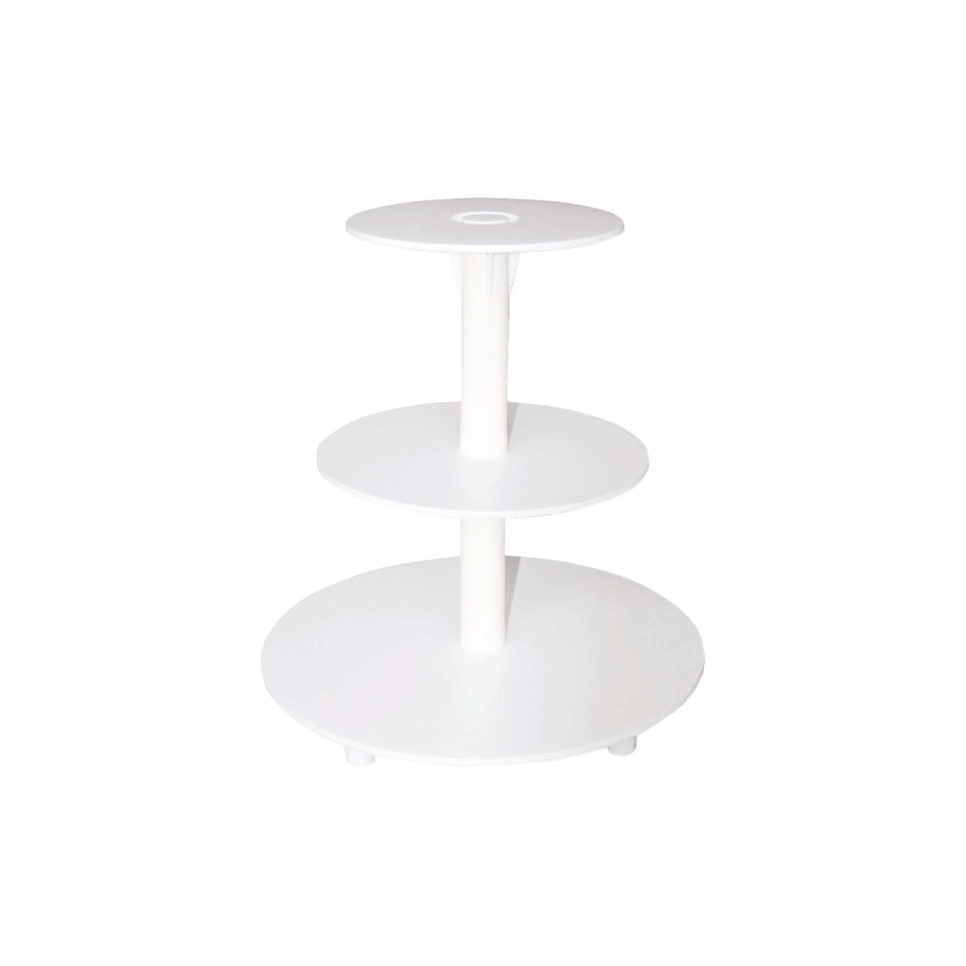 Etagen-Tortenständer - Etagen: 3 - weiß - Abm. 34,0 x 34,0 x 35,5 cm - Polystyrol - 200103-C