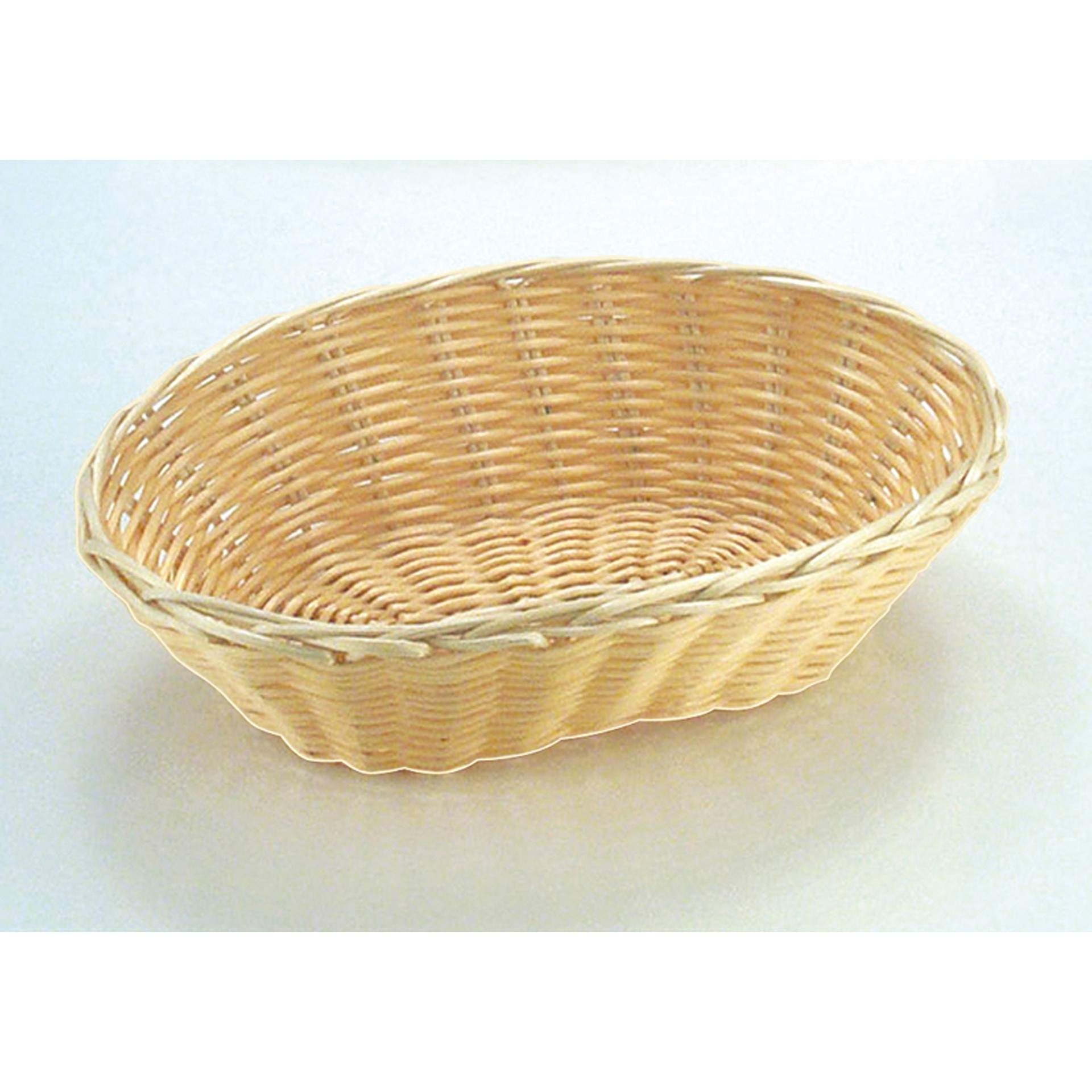 Brot- und Obstkorb - handgeflochten - Serie Basic - hellbeige - oval - Abm. 23 x 15 x 6 cm - Polypropylen - 30280-B