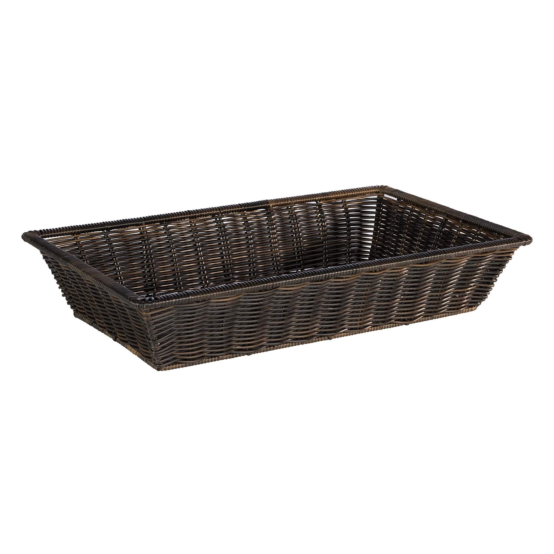 GN-Korb - mit Edelstahldraht im Rand - Serie Superstrong - schwarz, braun - GN 1/1 (530 x 325 mm) - 40 mm - Polypropylen - 50644-B