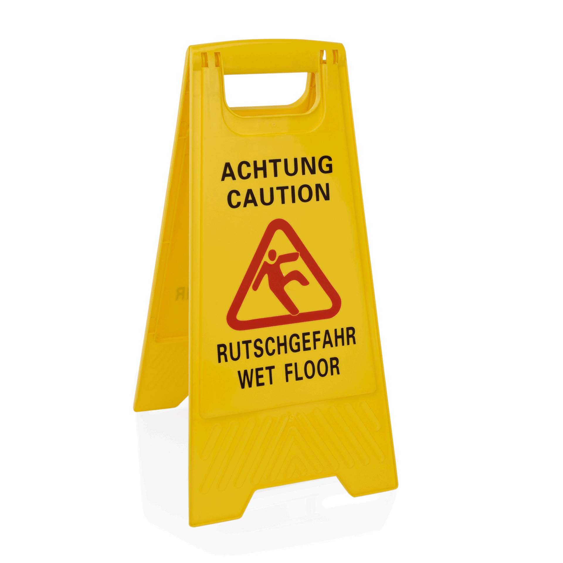 Aufsteller - beidseitig beschriftet: Achtung Rutschgefahr – Caution Wet Floor - Abm. 63 cm - Kunststoff - 4475650-A
