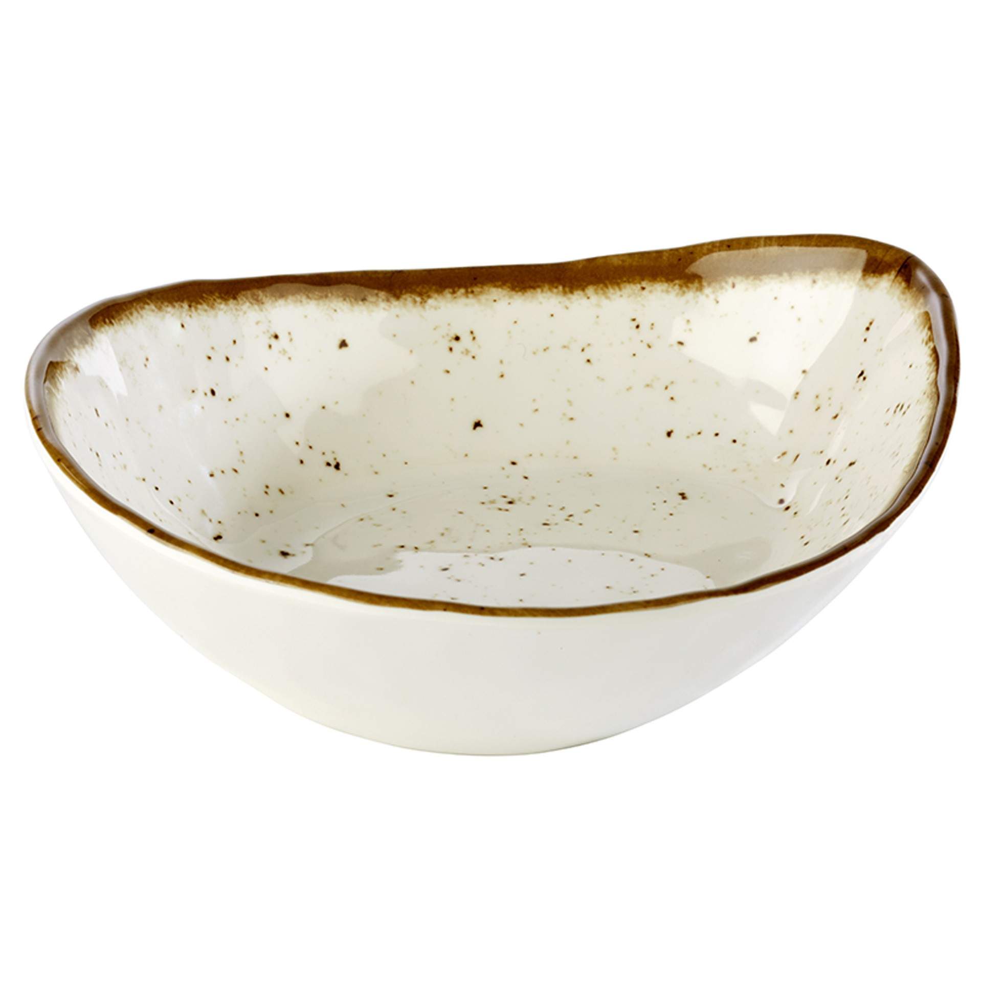 Schale - innen: Dekor, weiß - Serie Stone Art - weiß / braun - oval - Abm. 23 x 19 x 6,5 cm - Inhalt 0,60 l - Melamin - 84526-B