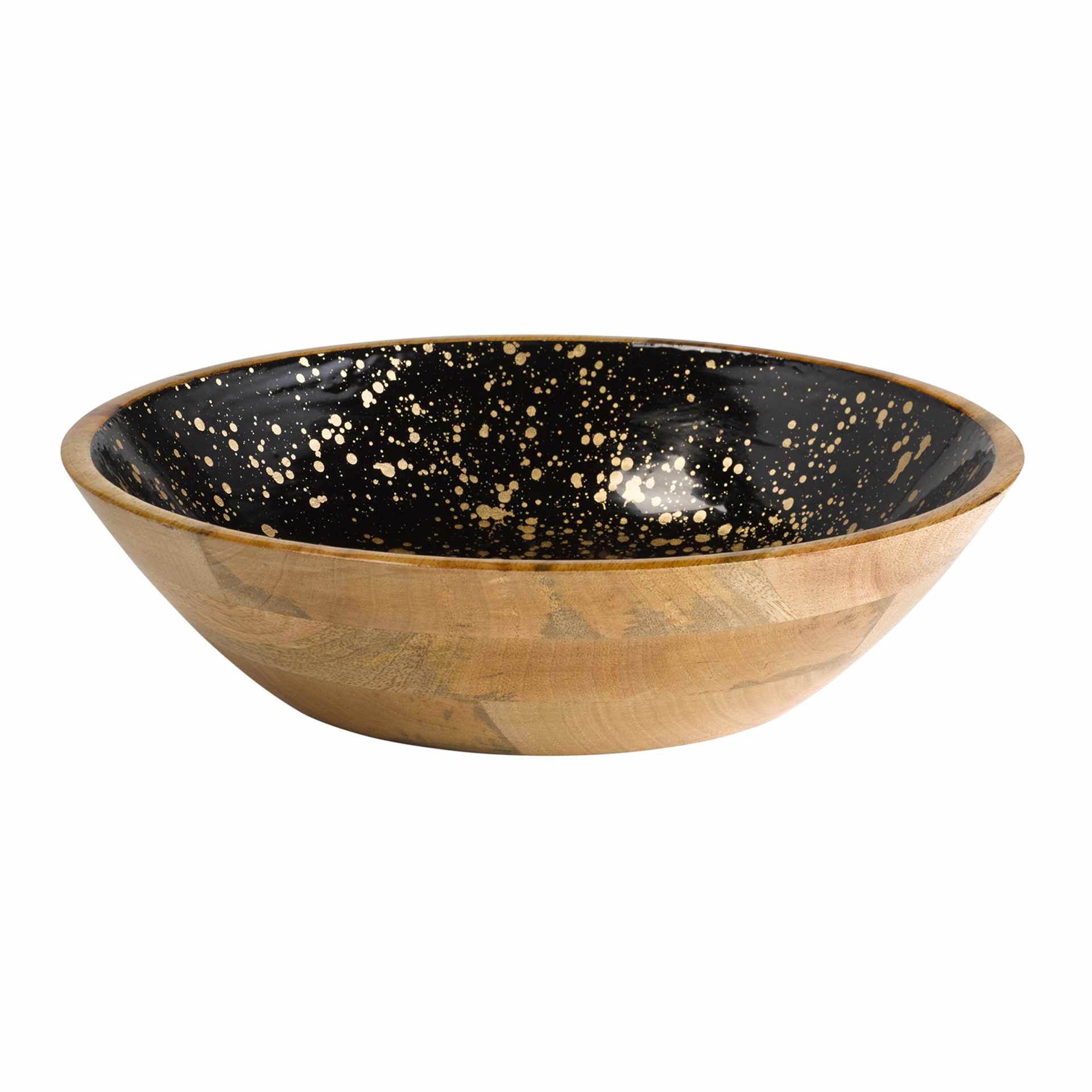 Schale - Serie Mango - schwarz / gold - rund - Höhe 9,0 cm - Ø 37 cm - Mangoholz - 1057-B