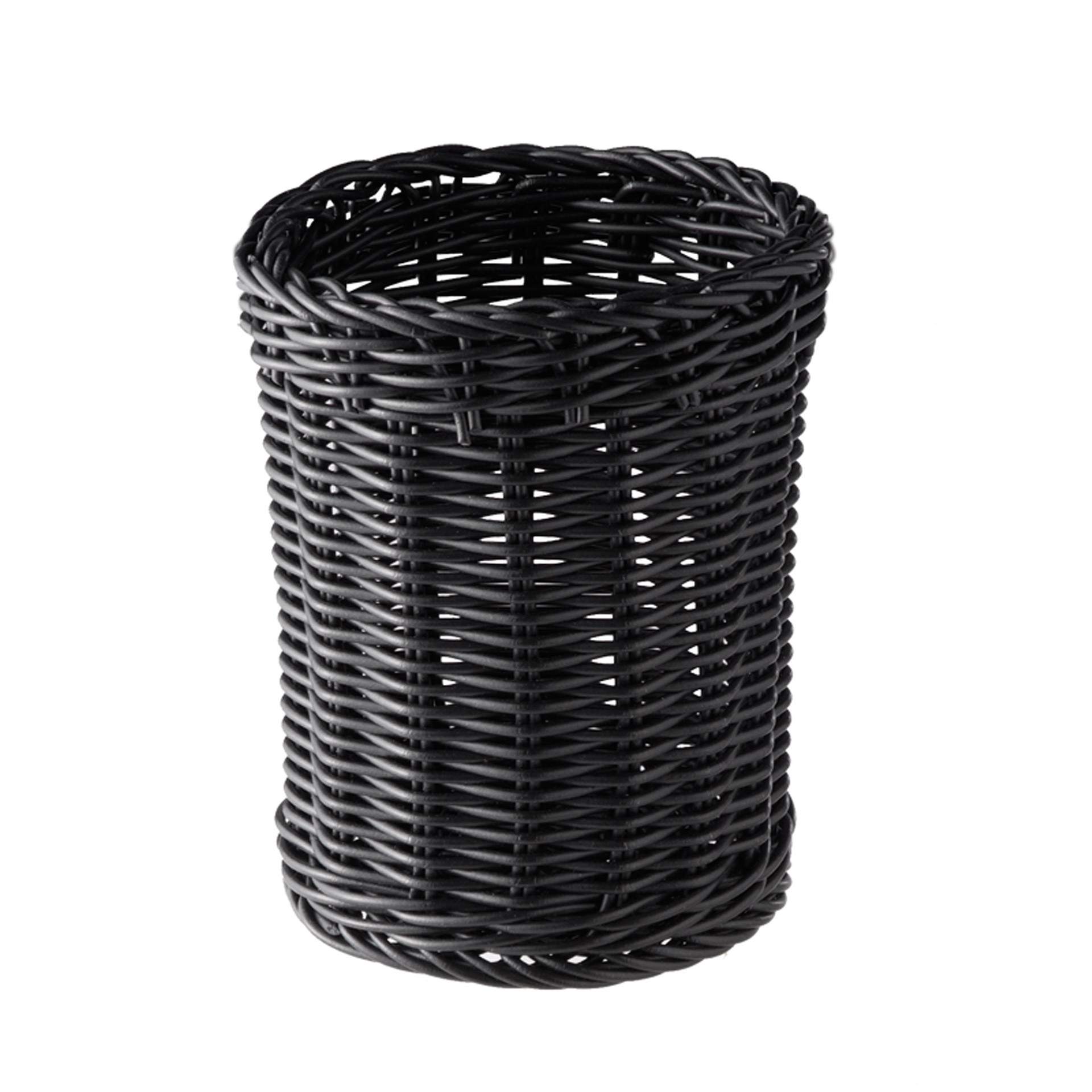 Besteckkorb - in Handarbeit geflochten - Serie Economic - schwarz - Abm. 15,0 cm - Ø 12,0 cm - Polypropylen - 40007-B