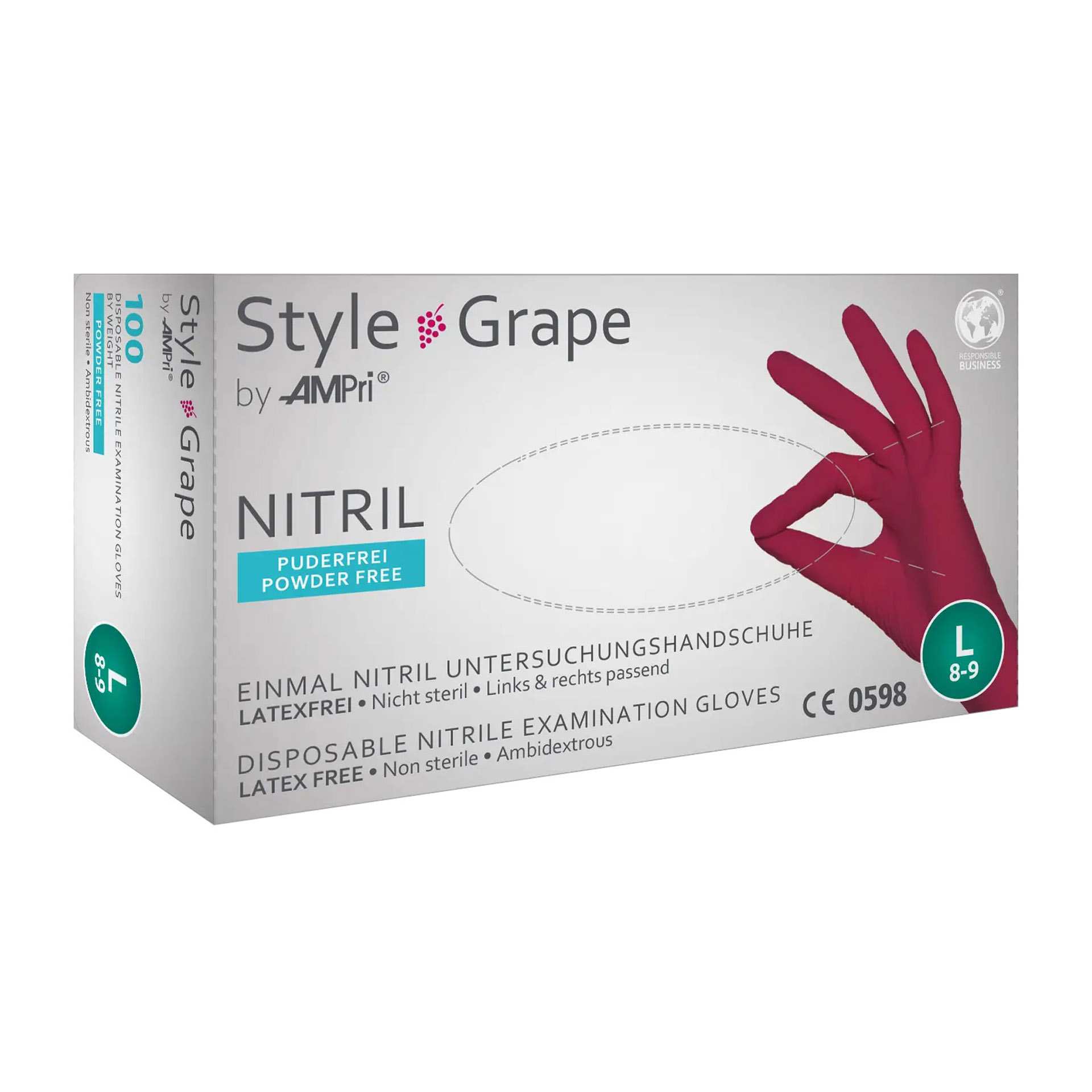 Untersuchungshandschuh - puderfrei - bordeaux - XS - Nitril - 01186-XS-E