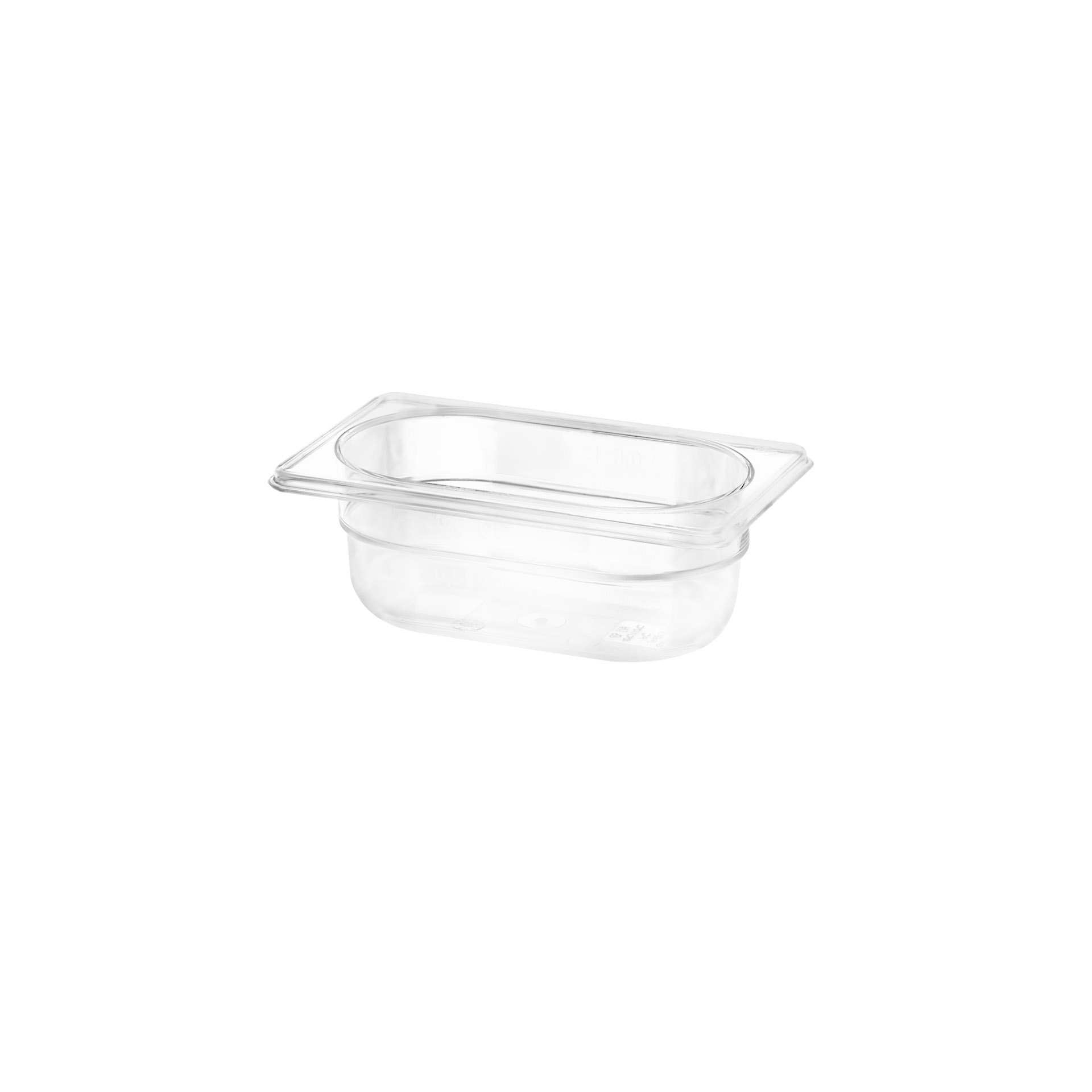 GN-Behälter - Abm. 17,6 x 10,8 x 6,5 cm - Inhalt 0,6 l - GN 1/9 (176 x 108 mm) - 65 mm - Polycarbonat - 530150-C