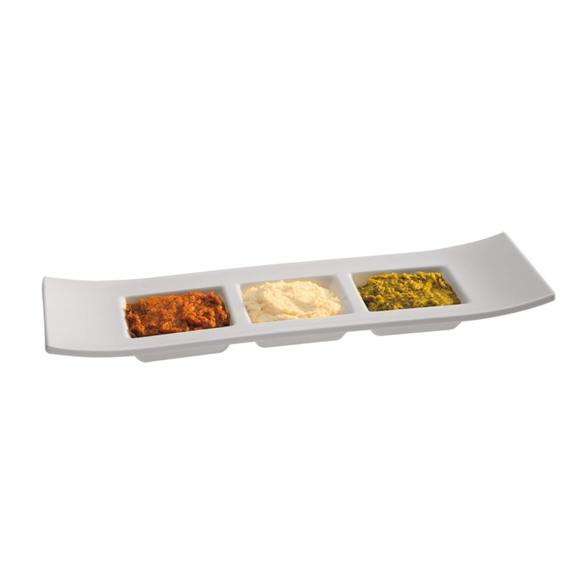 Dipschale - für mehrere Dips - Serie Casual - weiß - Abm. 29 x 9 x 3 cm - Melamin - 84220-B