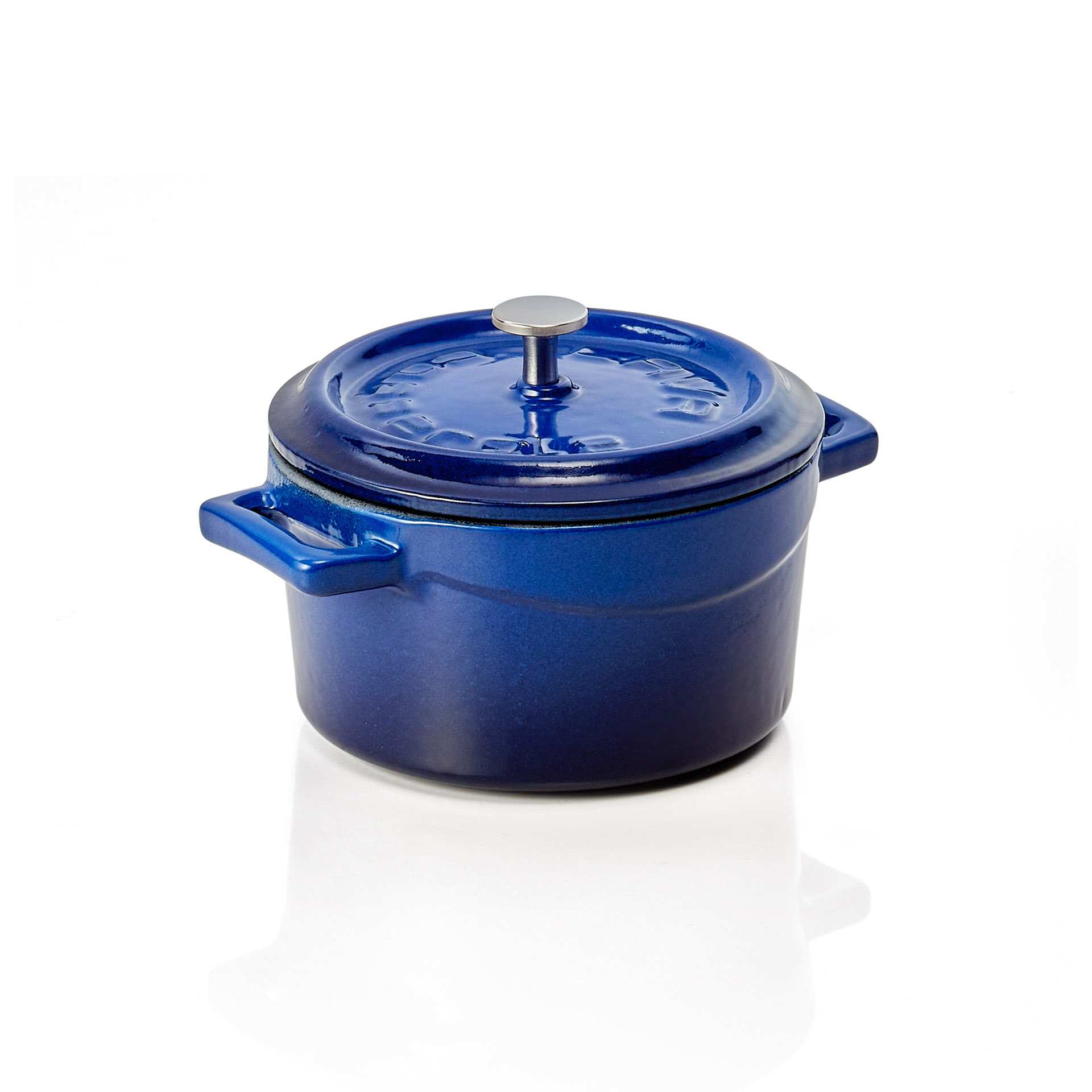 Cocotte - mit angegossenen Seitengriffen - Serie Lava - blau - rund - Höhe 6,0 cm - Ø 11,0 cm - 363002010-A