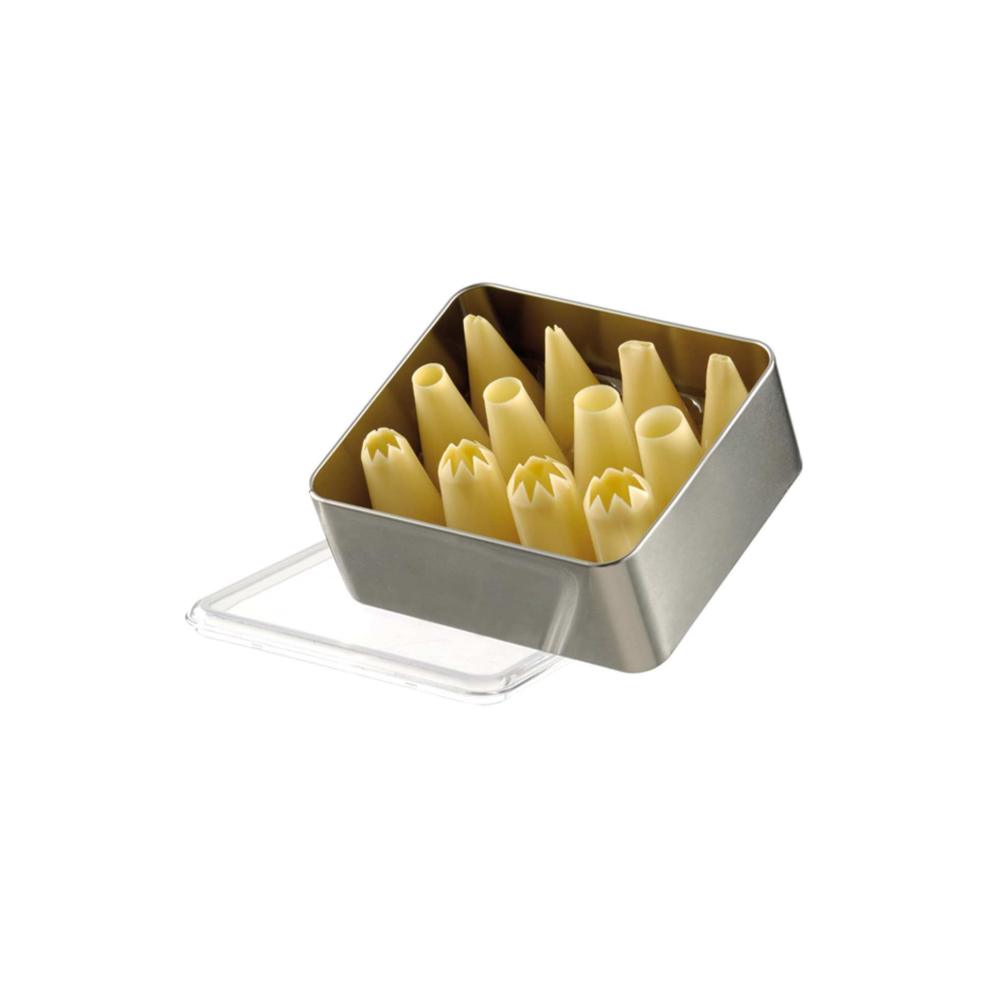 Tüllenkassetten - 12-teilig - große Tüllen - elfenbein - Abm. 16,0 x 14,0 x 6,5 cm - Polypropylen - 196560-C