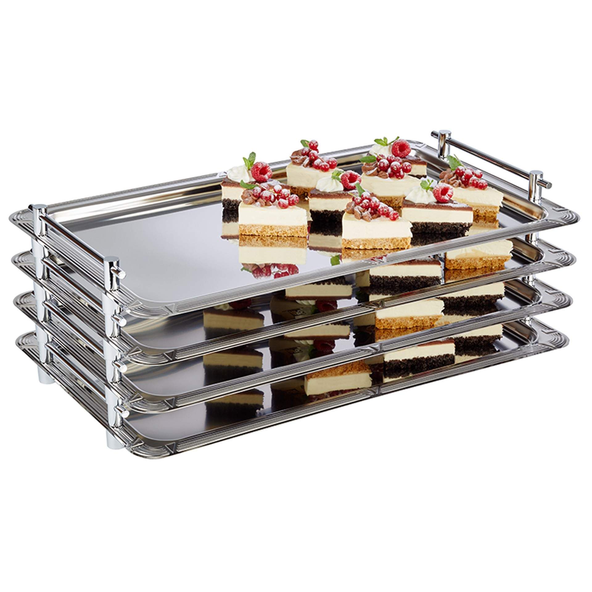 GN-System-Tablett - mit Dekorrand - Serie Profi Line - hochglanzpoliert - eckig - Abm. 5,5 cm - GN 1/1 (530 x 325 mm) - Edelstahl - 11300-B