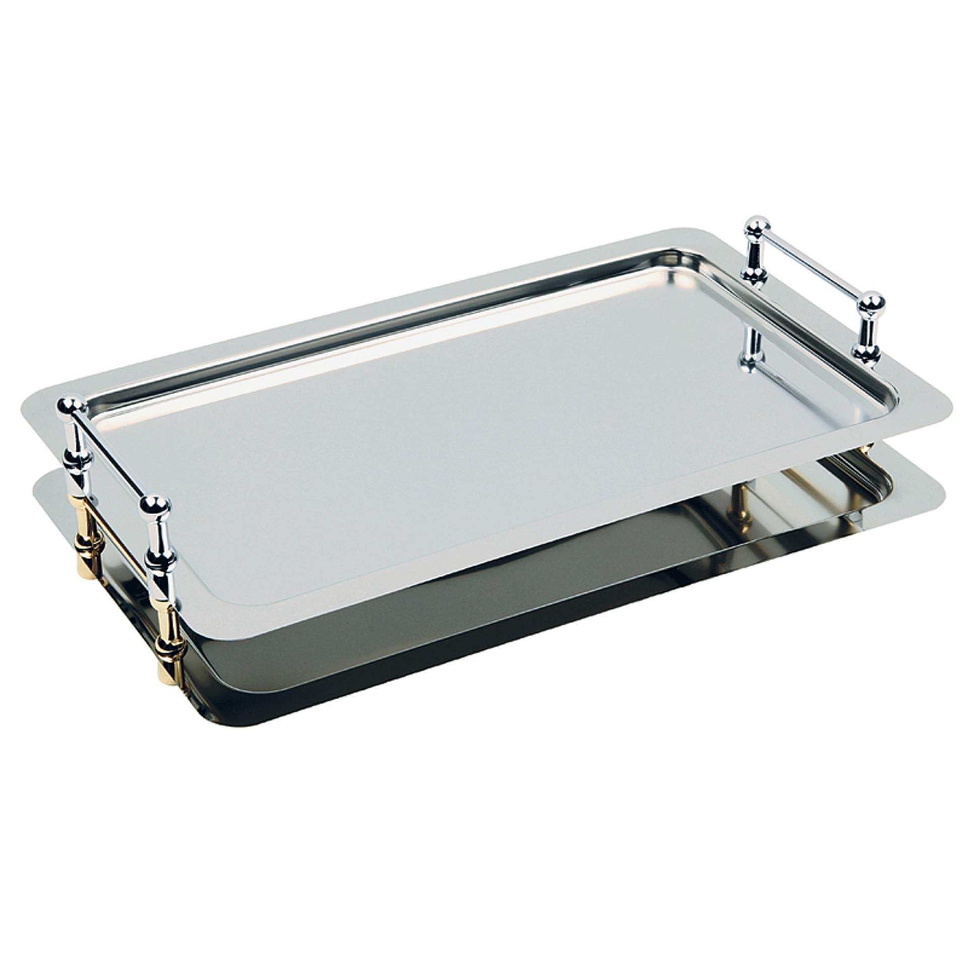 GN-System-Tablett - mit vergoldeten Griffen - Serie Buffetstar - Abm. 6,5 cm - GN 1/1 (530 x 325 mm) - Edelstahl - 11155-B
