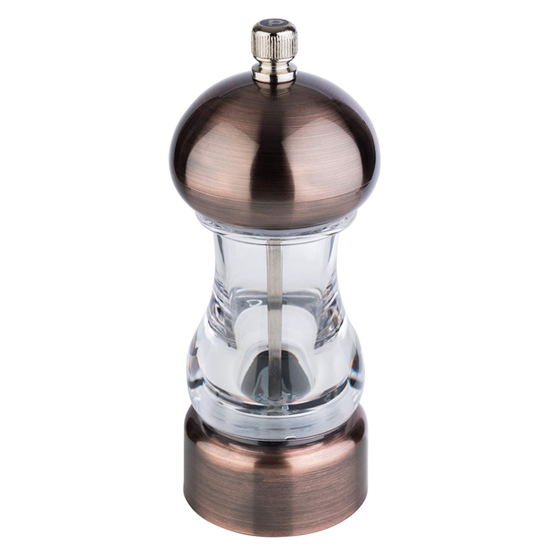 Pfeffermühle - Serie Copper - transparent / kupferoptik - rund - Abm. 15,0 cm - Ø 6,0 cm - Kunststoff / Holz - 40551-B
