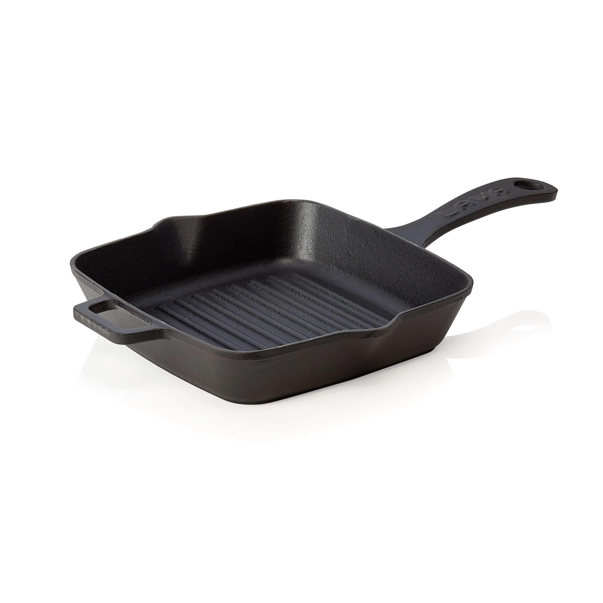 Grillpfanne - mit angegossenem Stielgriff - Serie Lava - quadratisch - Abm. 20 x 20 x 4,5 cm - 367703020-A