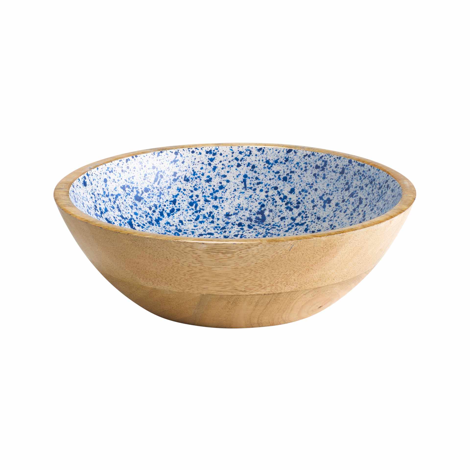Schale - Serie Mango - blau / weiß - rund - Höhe 7,5 cm - Ø 24 cm - Inhalt 1,1 l - Mangoholz - 1051-B