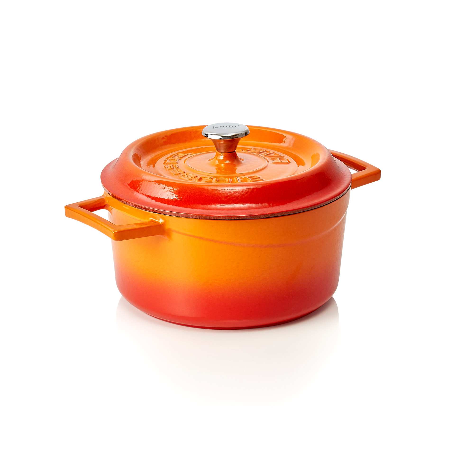 Cocotte - mit angegossenen Seitengriffen - Serie Lava - orange - rund - Höhe 10,5 cm - Ø 21,0 cm - 363201020-A