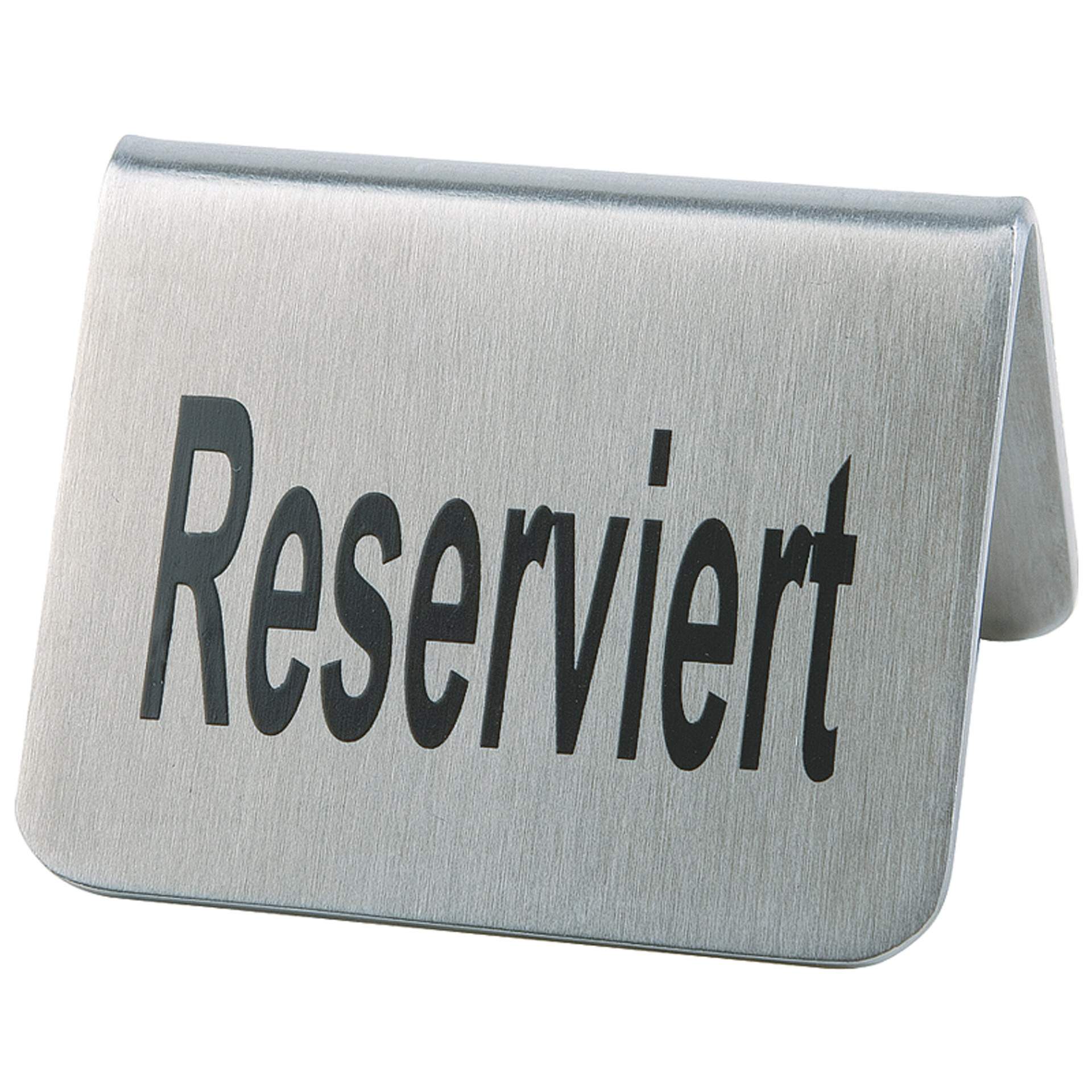 Tischaufsteller - Reserviert - matt poliert - Abm. 5,5 x 5 x 3,5 cm - Edelstahl - 17-B