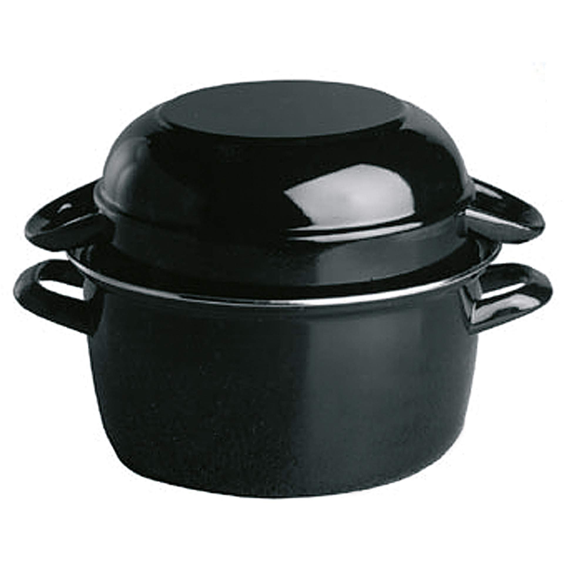 Servier-Muscheltopf - schwarz - Abm. 18,5 x 13,5 x 13,0 cm - Inhalt 0,75 l - Stahlblech - 623-B