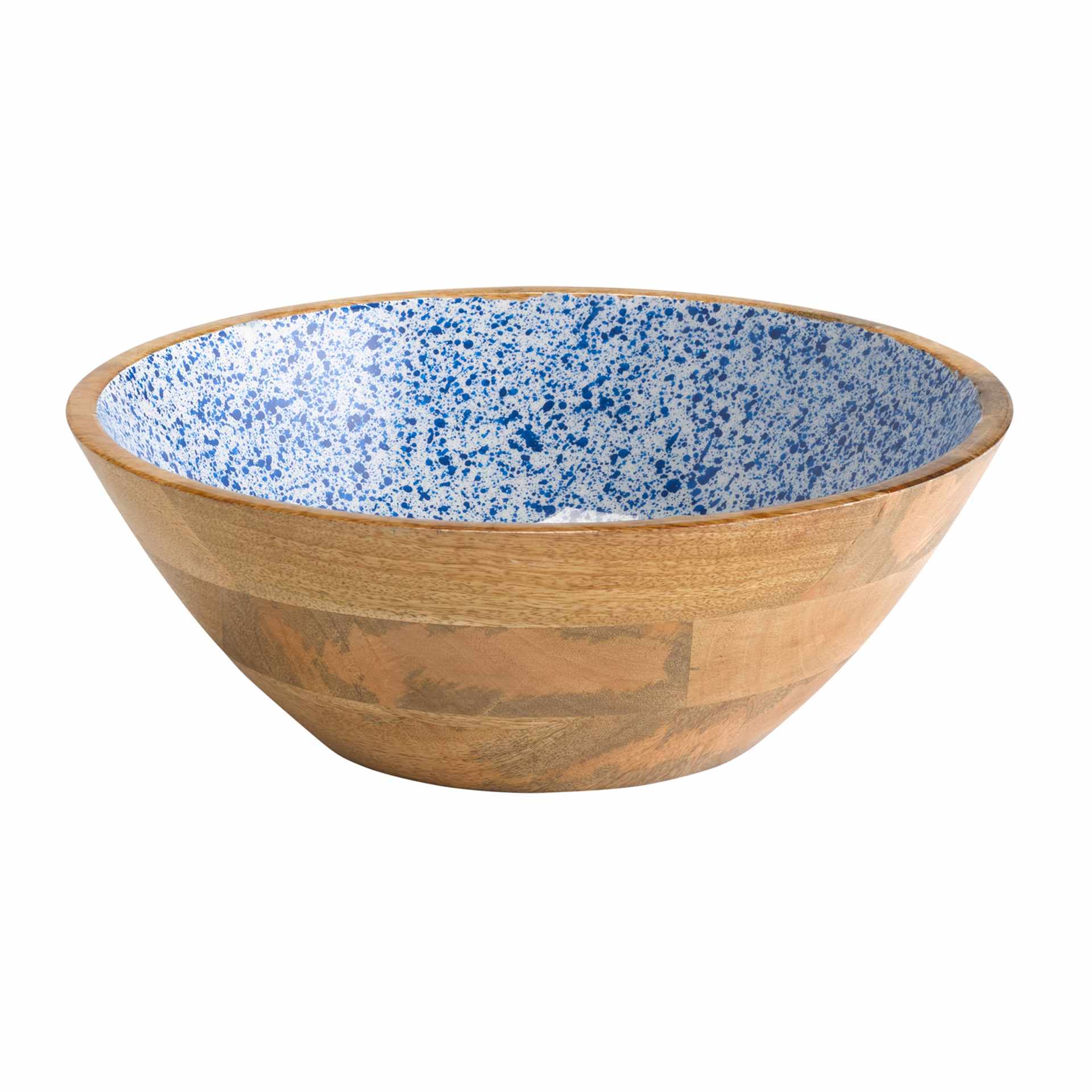 Schale - Serie Mango - blau / weiß - rund - Höhe 10,5 cm - Ø 30 cm - Inhalt 3,0 l - Mangoholz - 1054-B