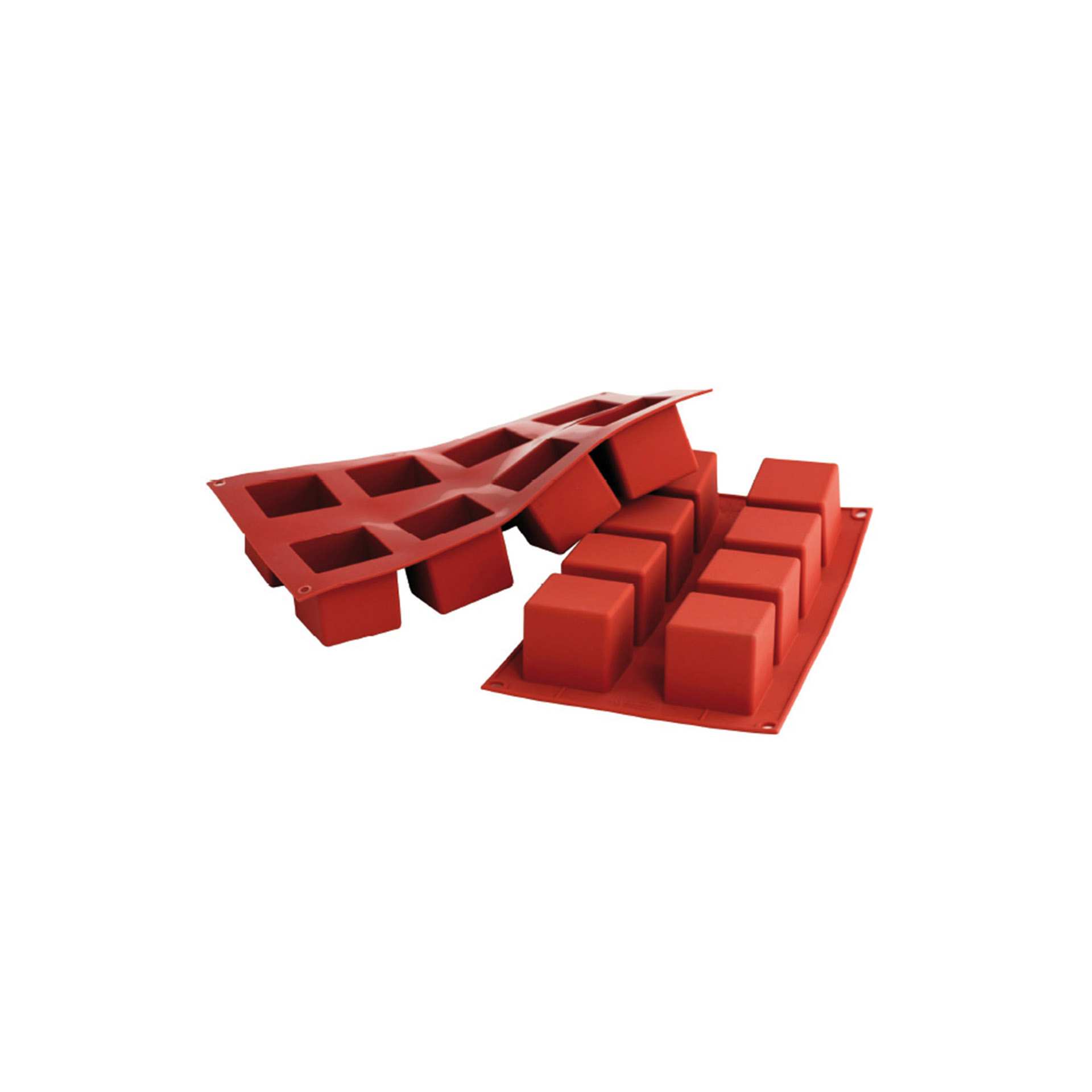 Backform - Kubus - Abm. 29,5 x 17,5 x 5,0 cm - Inhalt 8 x 0,125 l - GN 1/3 (325 x 176 mm) - Silikon - 115098-C