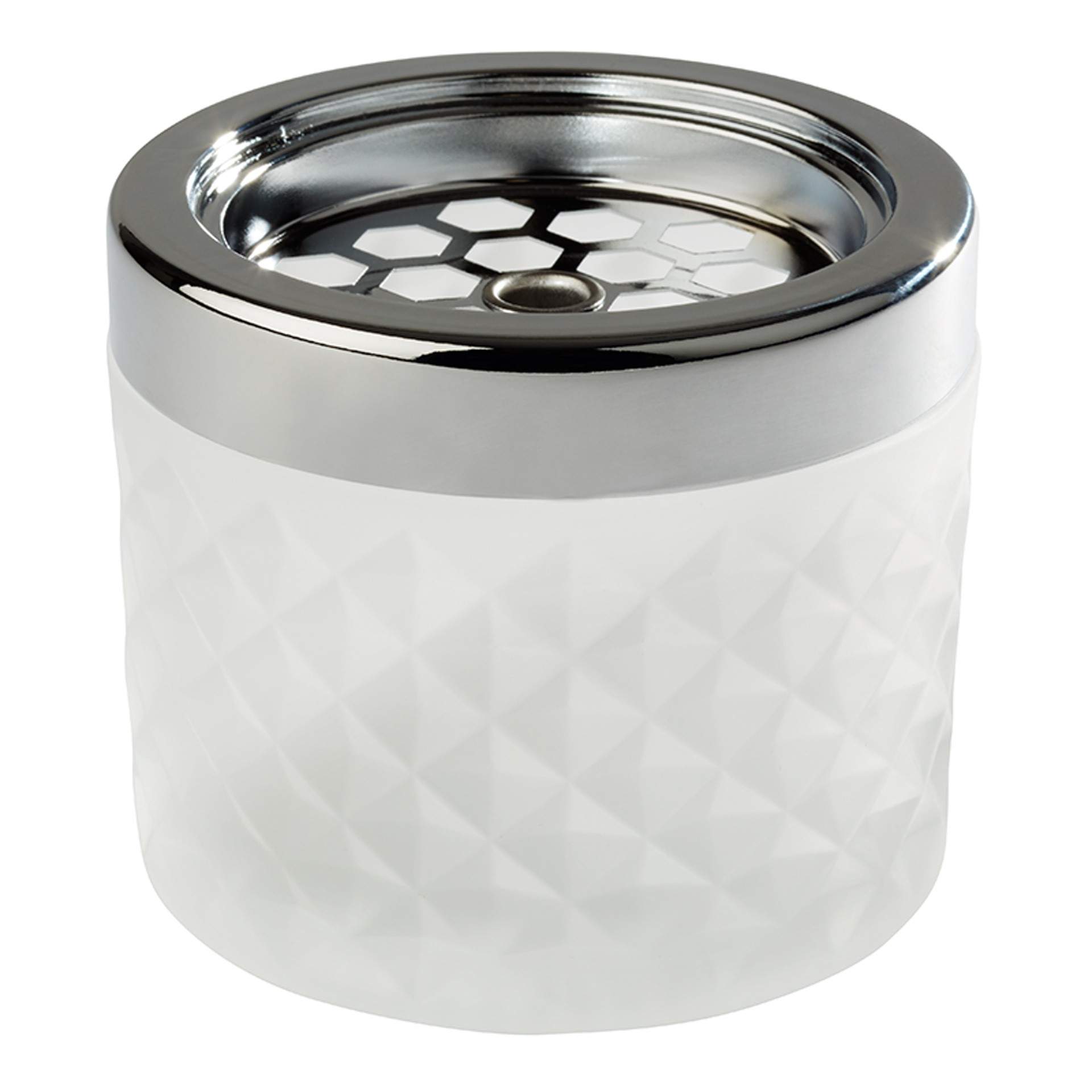 Wind-Aschenbecher - Glas gefrostet - weiß - rund - Abm. 8,0 cm - Ø 9,5 cm - Glas - 585-B