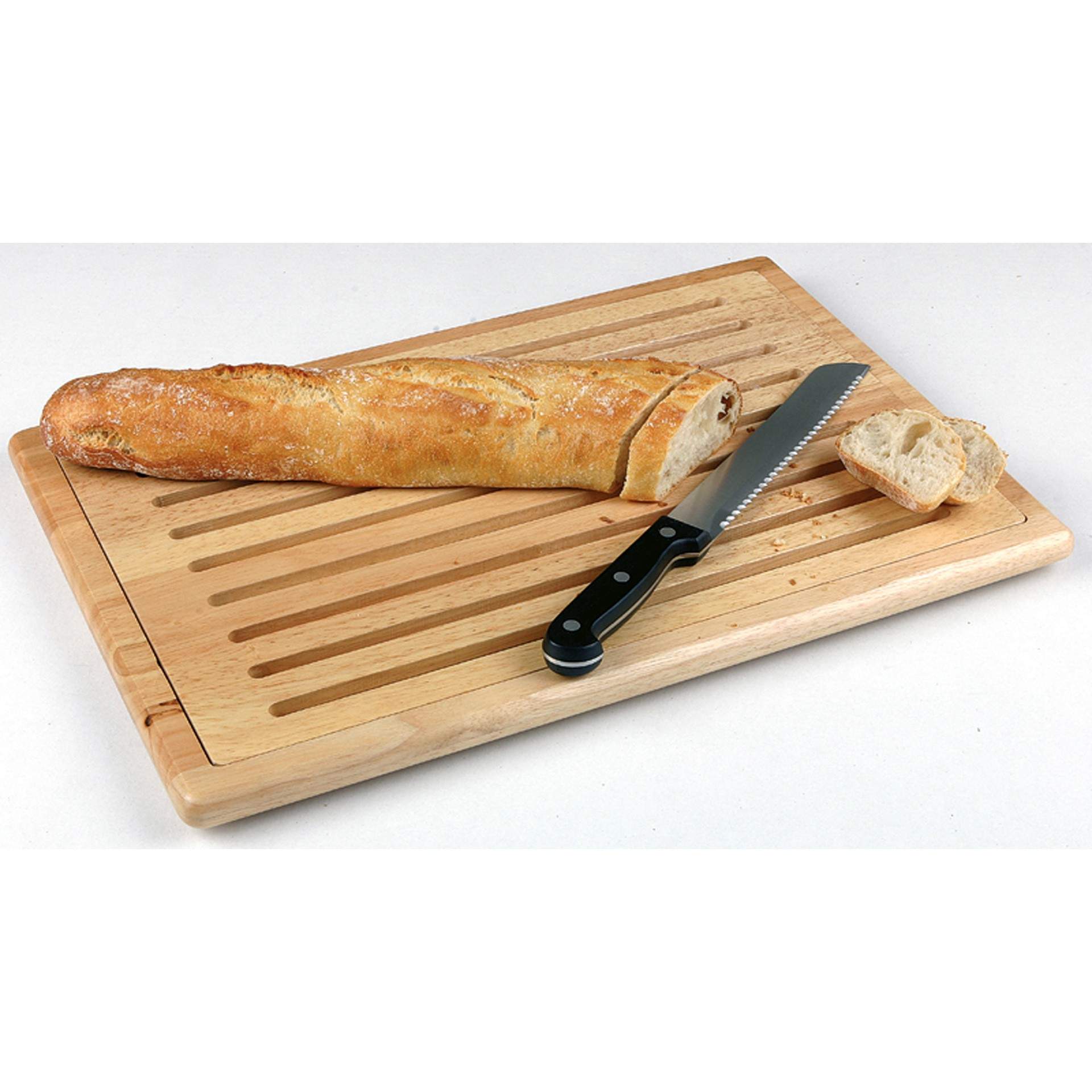 Brotschneidebrett - praktisches Krümelfach - natur - rechteckig - Abm. 53 x 32,5 x 2,5 cm - Holz - 956-B