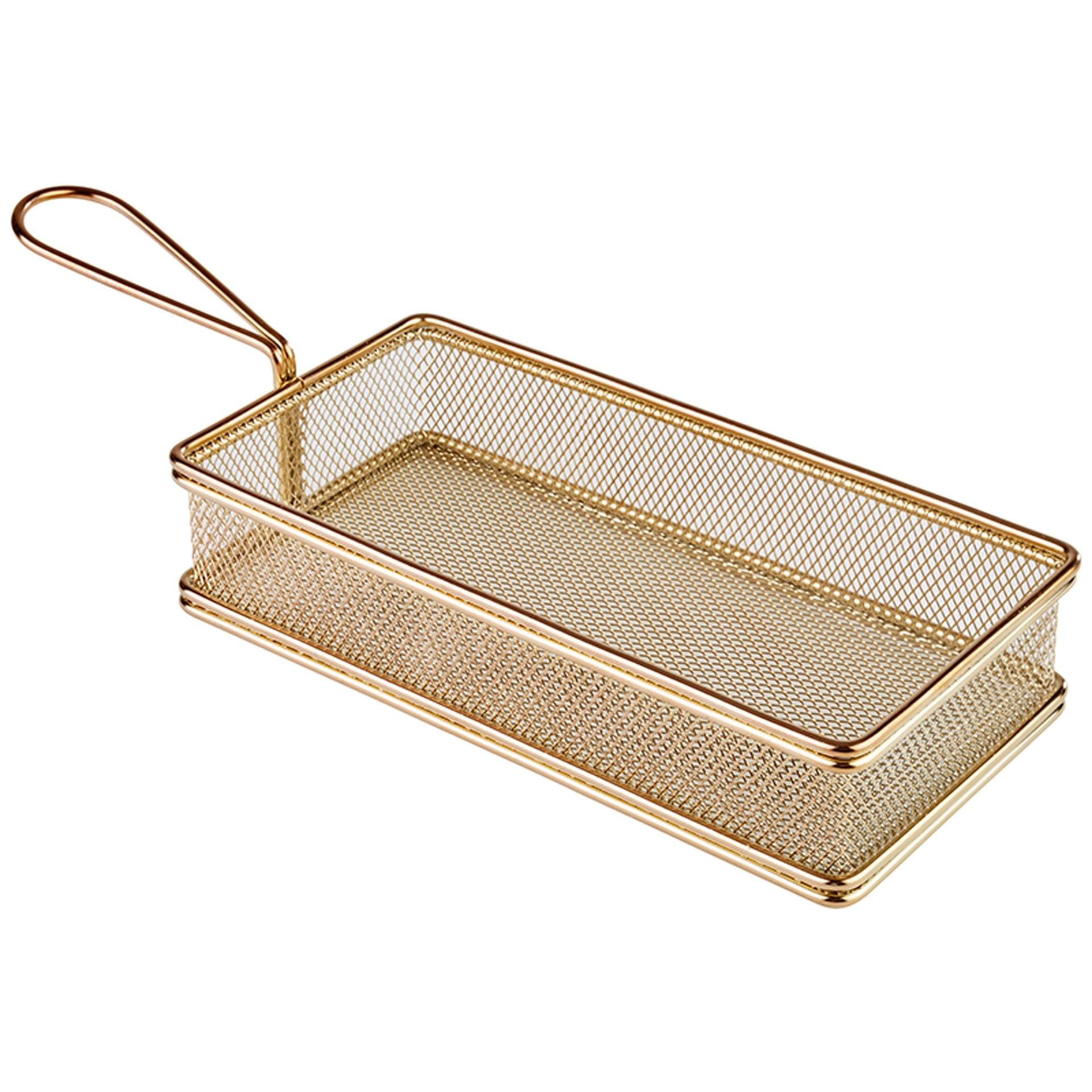 Servier-Frittierkorb - Edelstahl-Servierkorb - Serie Snack Holder - goldoptik - rechteckig - Abm. 21,5 x 10,5 x 4,5 cm - Edelstahl - 40612-B