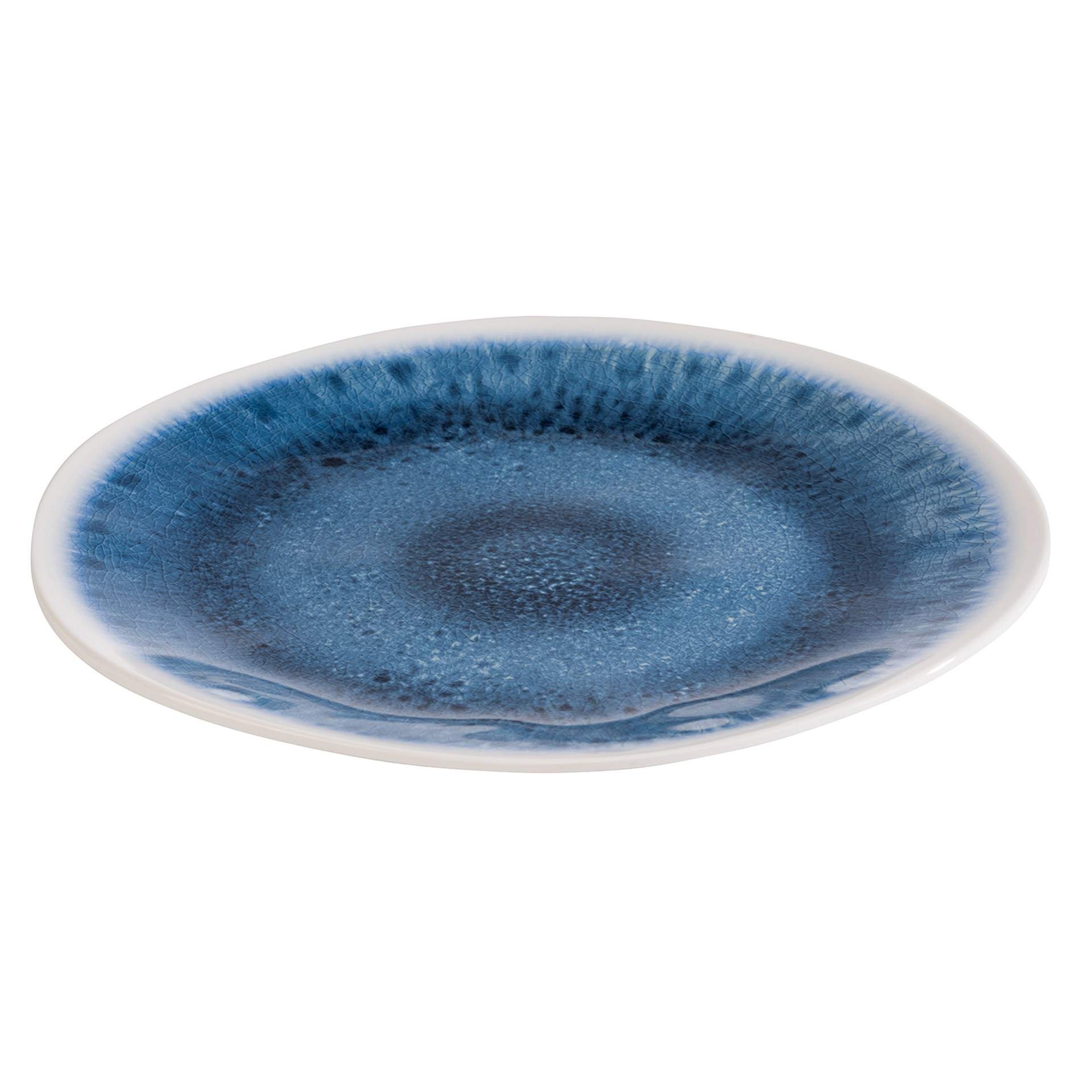Teller (flach) - Serie Blue Ocean - weiß / blau - rund - Abm. 2,0 cm - Ø 26,5 cm - Melamin - 84675-B