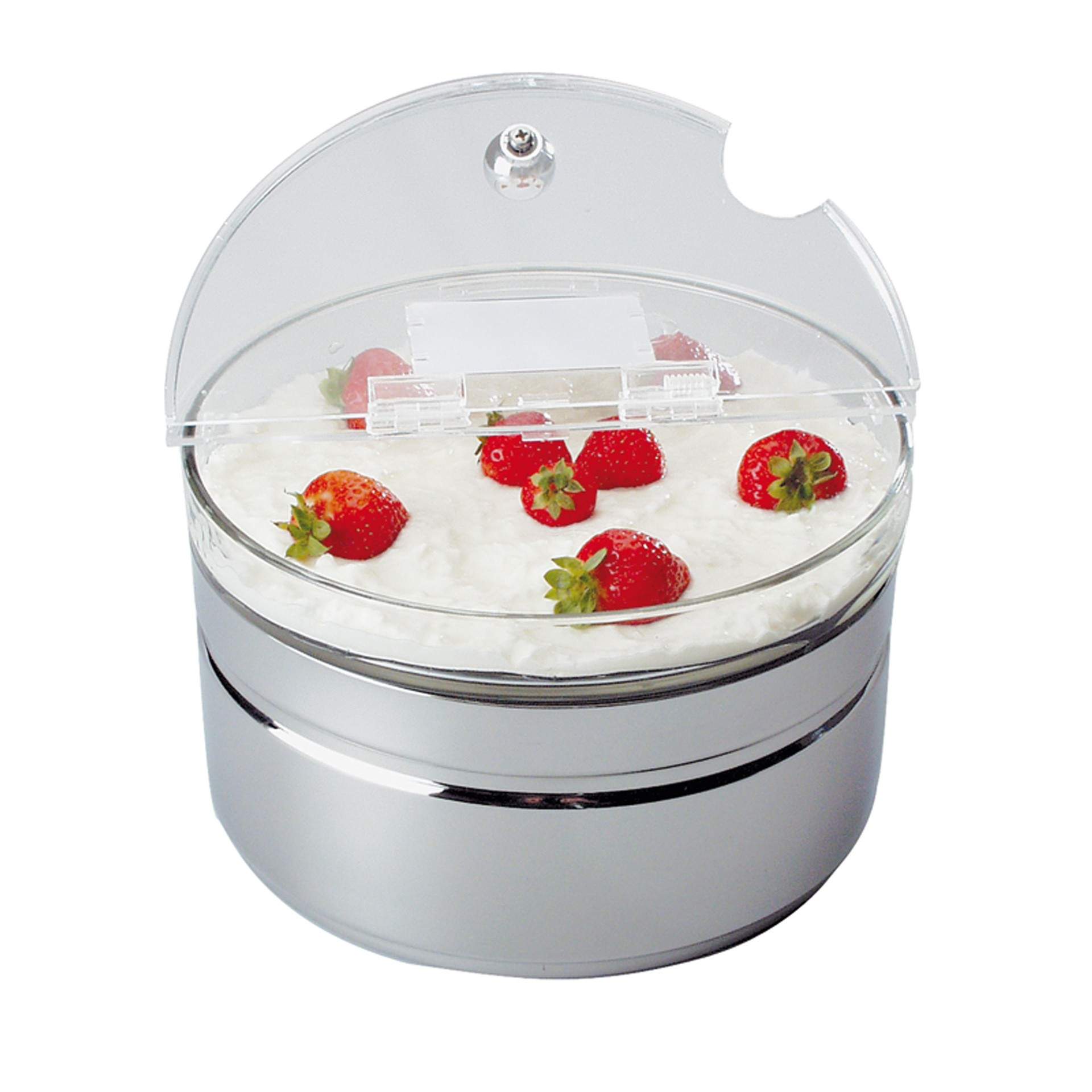Kühlschale - mit Glasschale - Serie Top Fresh - hochglanzpoliert - rund - Abm. 14,0 cm - Ø 23,0 cm - Inhalt 2,50 l - Edelstahl / Glas - 11845-B