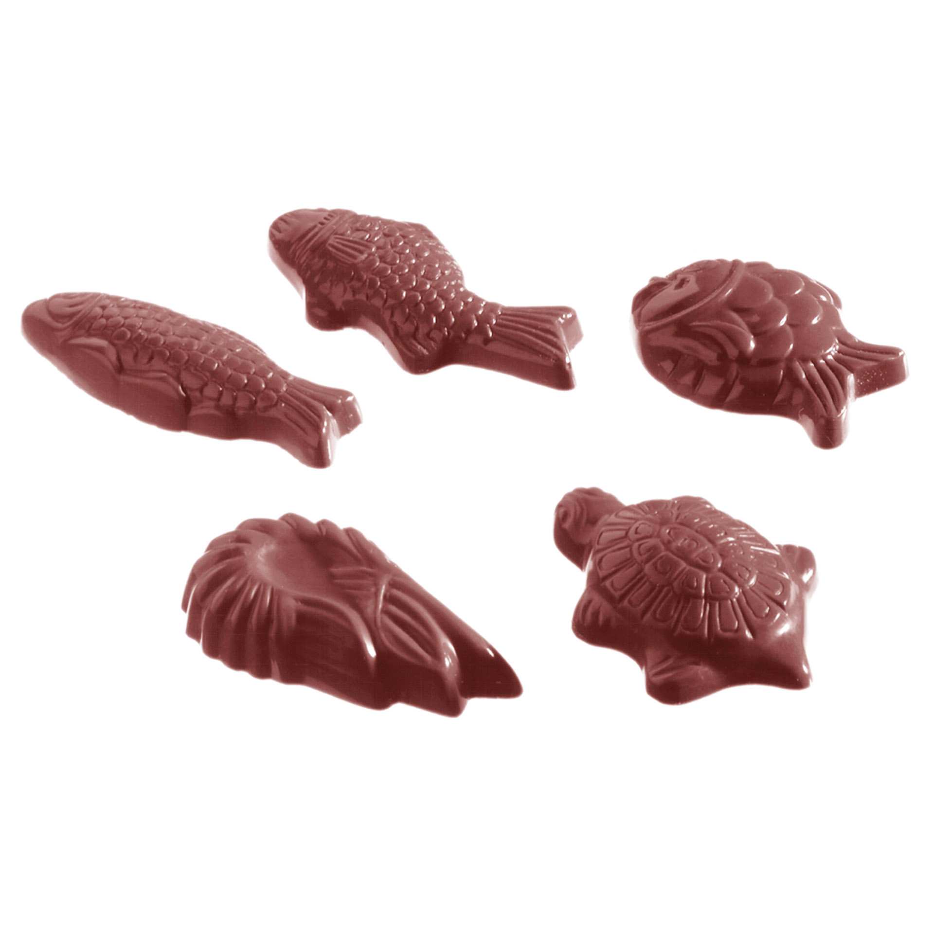 Schokoladen-Form - Meeresbewohner 5 Figuren - Abm. 27,5 x 13,5 x 2,4 cm - Polycarbonat - 421170-C