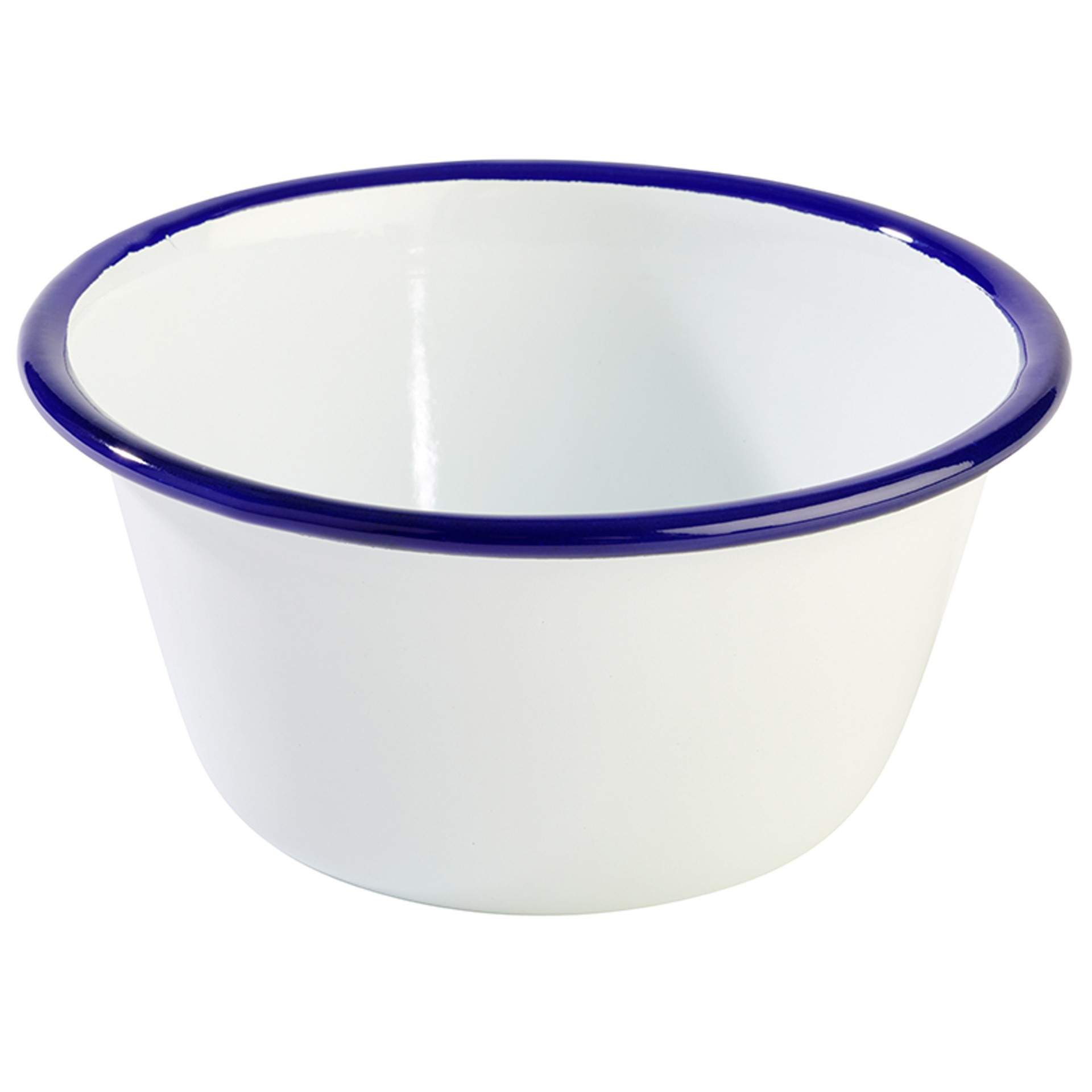 Schale - emaillierter Stahl - Serie Enamelware - weiß / blau - rund - Abm. 6,0 cm - Ø 13,0 cm - Inhalt 0,50 l - Stahl - 40638-B