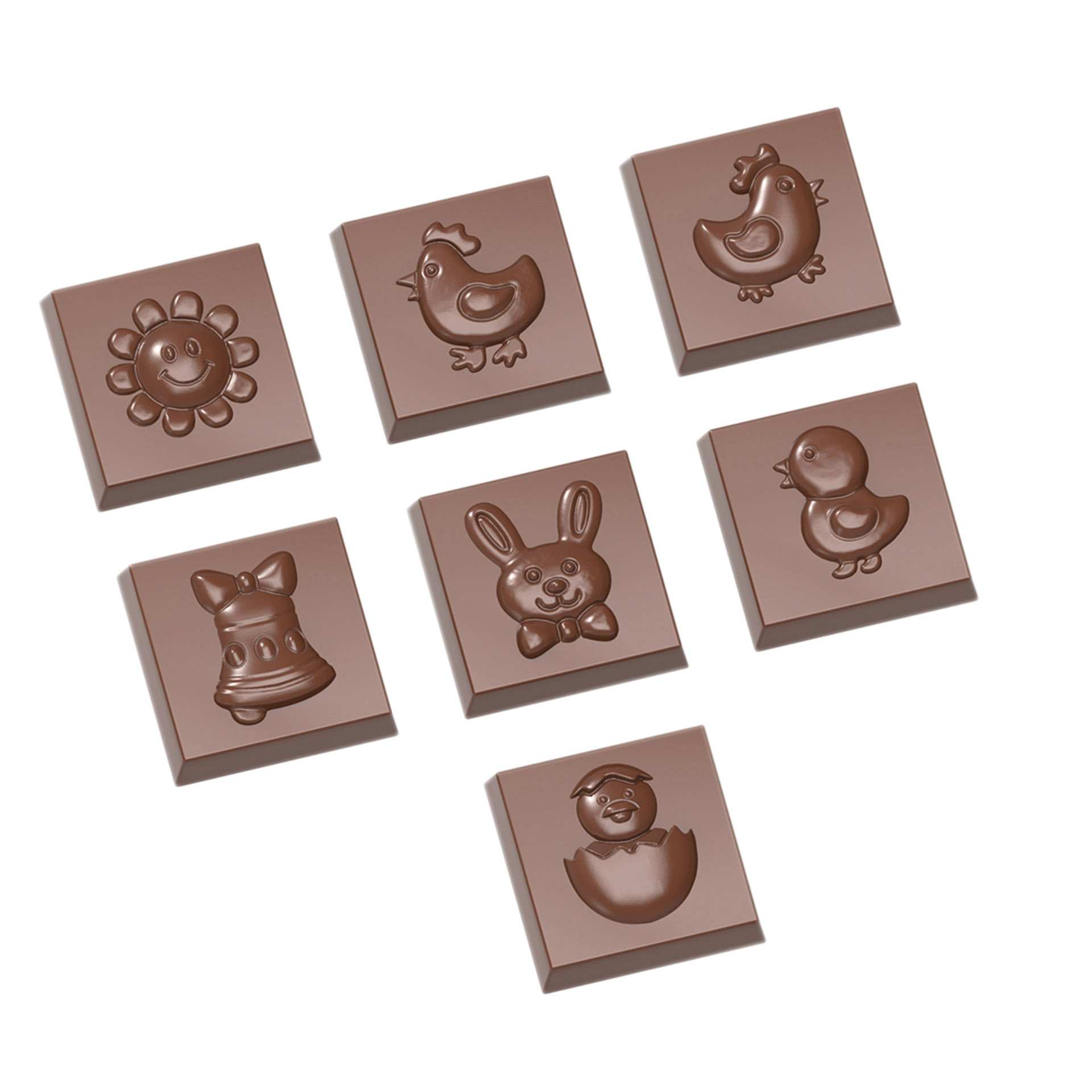 Schokoladen-Form - Ostern 7 Figuren - Abm. 27,5 x 13,5 x 2,4 cm - Polycarbonat - 421641-C