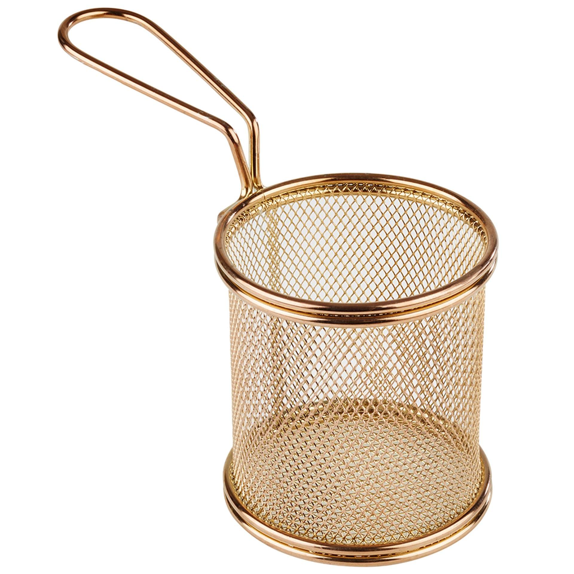 Servier-Frittierkorb - Mini-Edestahlkörbchen - Serie Snack Holder - goldoptik - rechteckig - Abm. 8,5 cm - Ø 9,0 cm - Edelstahl - 40603-B