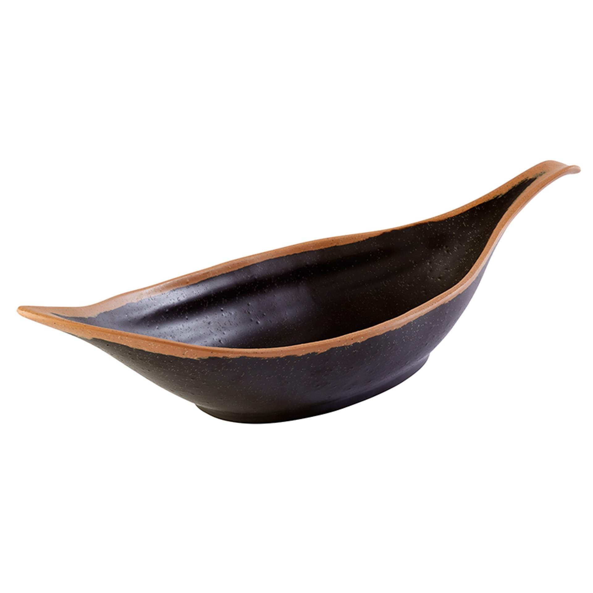 Blattschale - Tonoptik - innen und außen fein-matt - Serie Crocker - braun - längs - Abm. 42 x 14 x 9,5 cm - Inhalt 0,65 l - Melamin - 84582-B