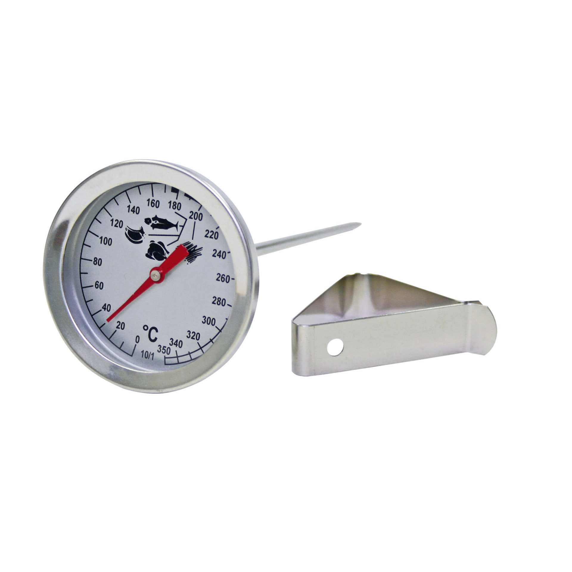 Thermometer - 0 / + 350°C - Abm. 5,0 x 5,0 x 16,5 cm - Edelstahl - 160005-C