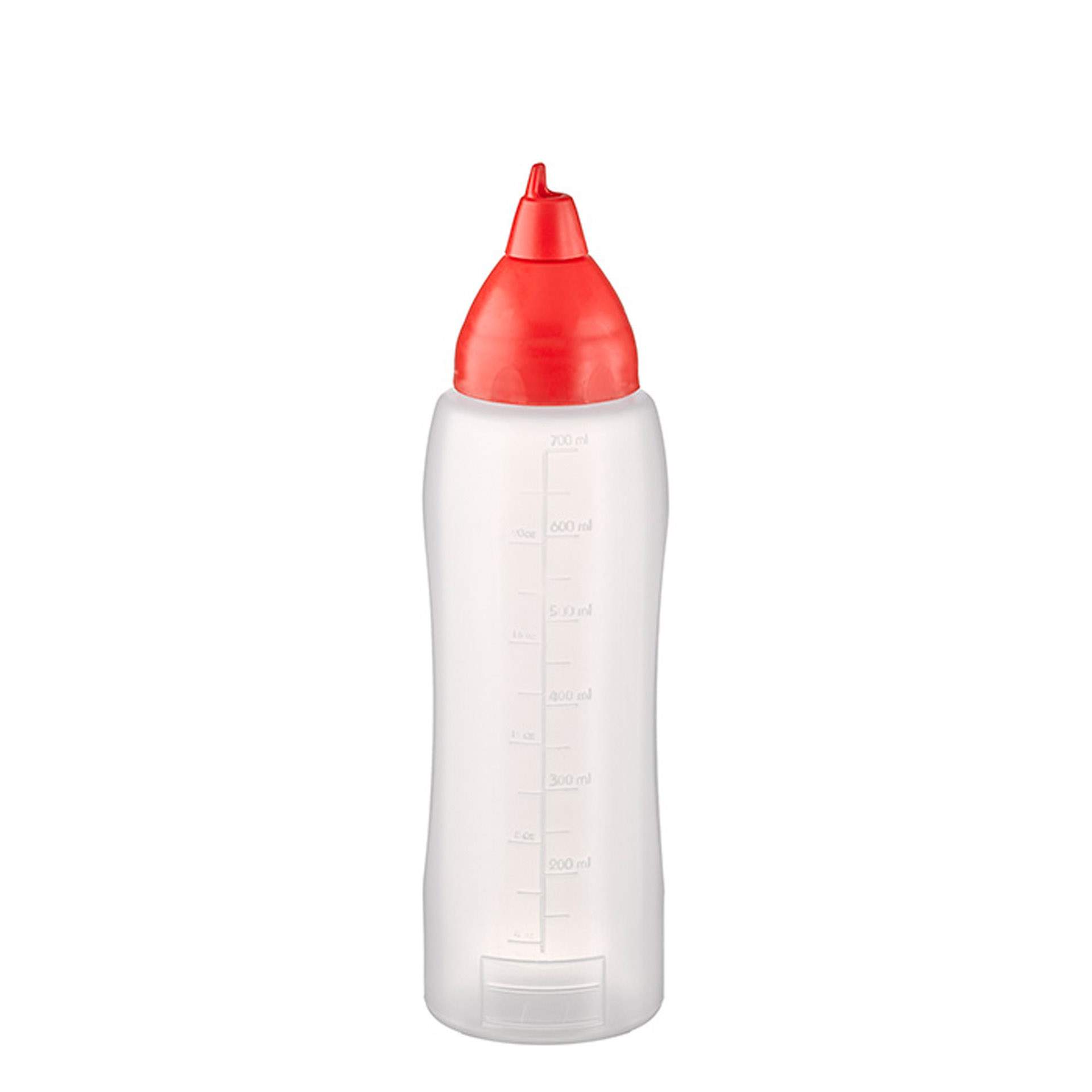 Quetschflasche - mit Schraubdeckel - rot - transparent - Höhe 25,5 cm - Ø 7,0 cm - Inhalt 0,75 l - Polyethylen - 93275-B